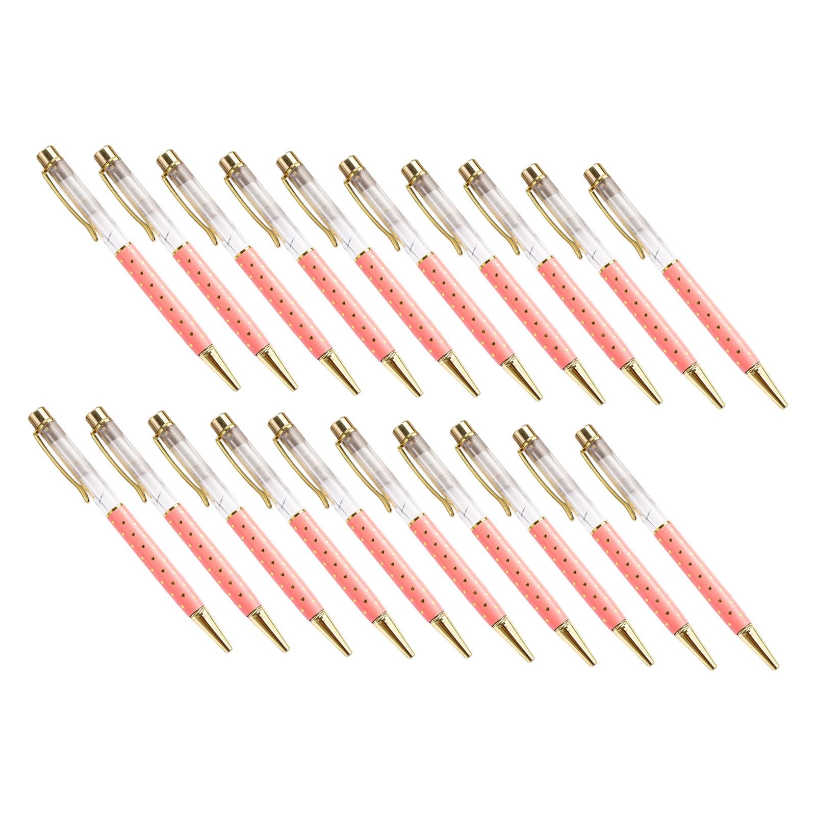 20 Pieces Empty Tube Floating DIY Metal Ballpoint Pen for Thanksgiving Light Rose Red