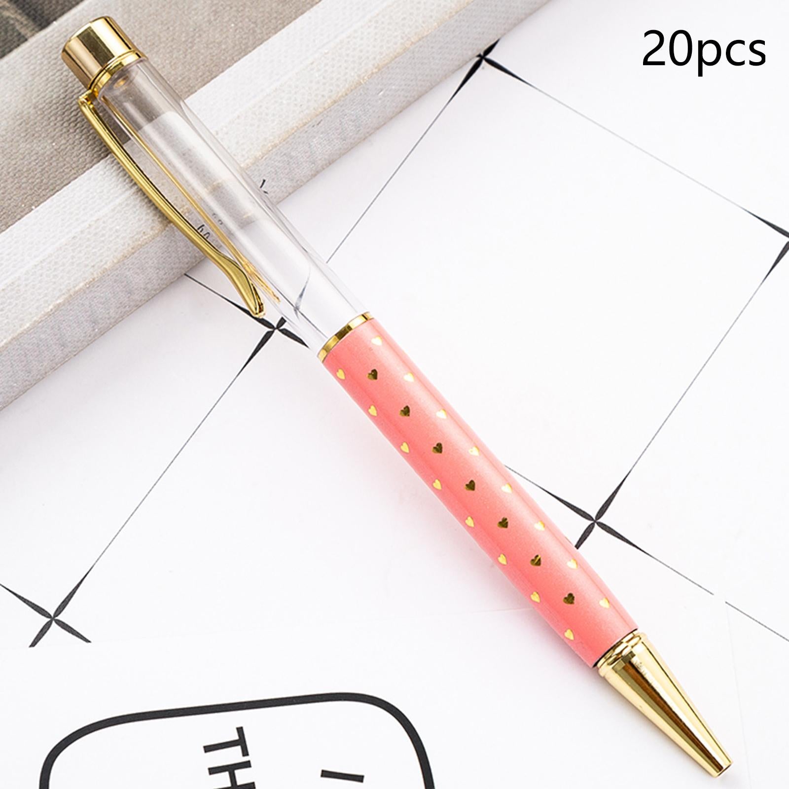 20 Pieces Empty Tube Floating DIY Metal Ballpoint Pen for Thanksgiving Light Rose Red