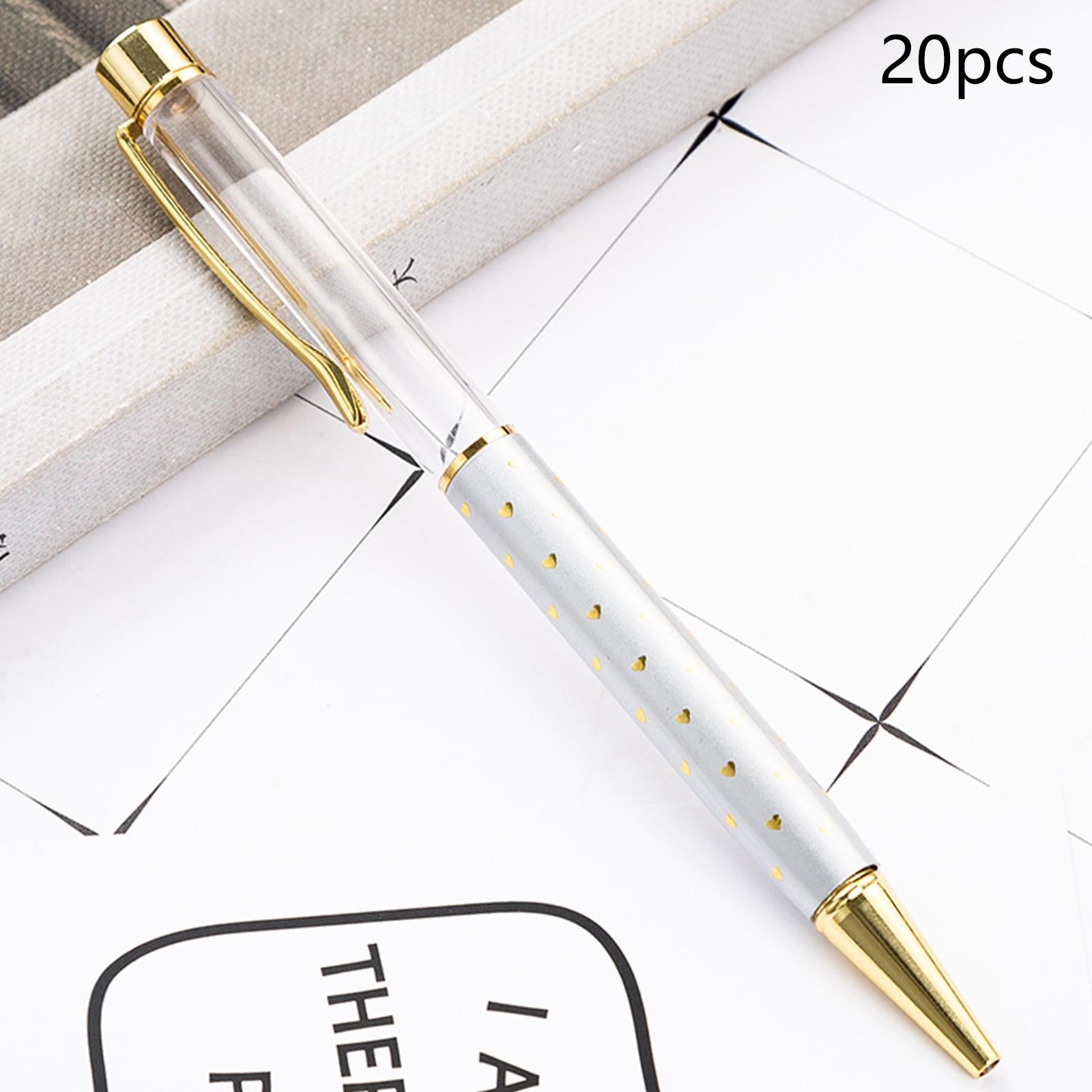 20 Pieces Empty Tube Floating DIY Metal Ballpoint Pen for Thanksgiving Silver