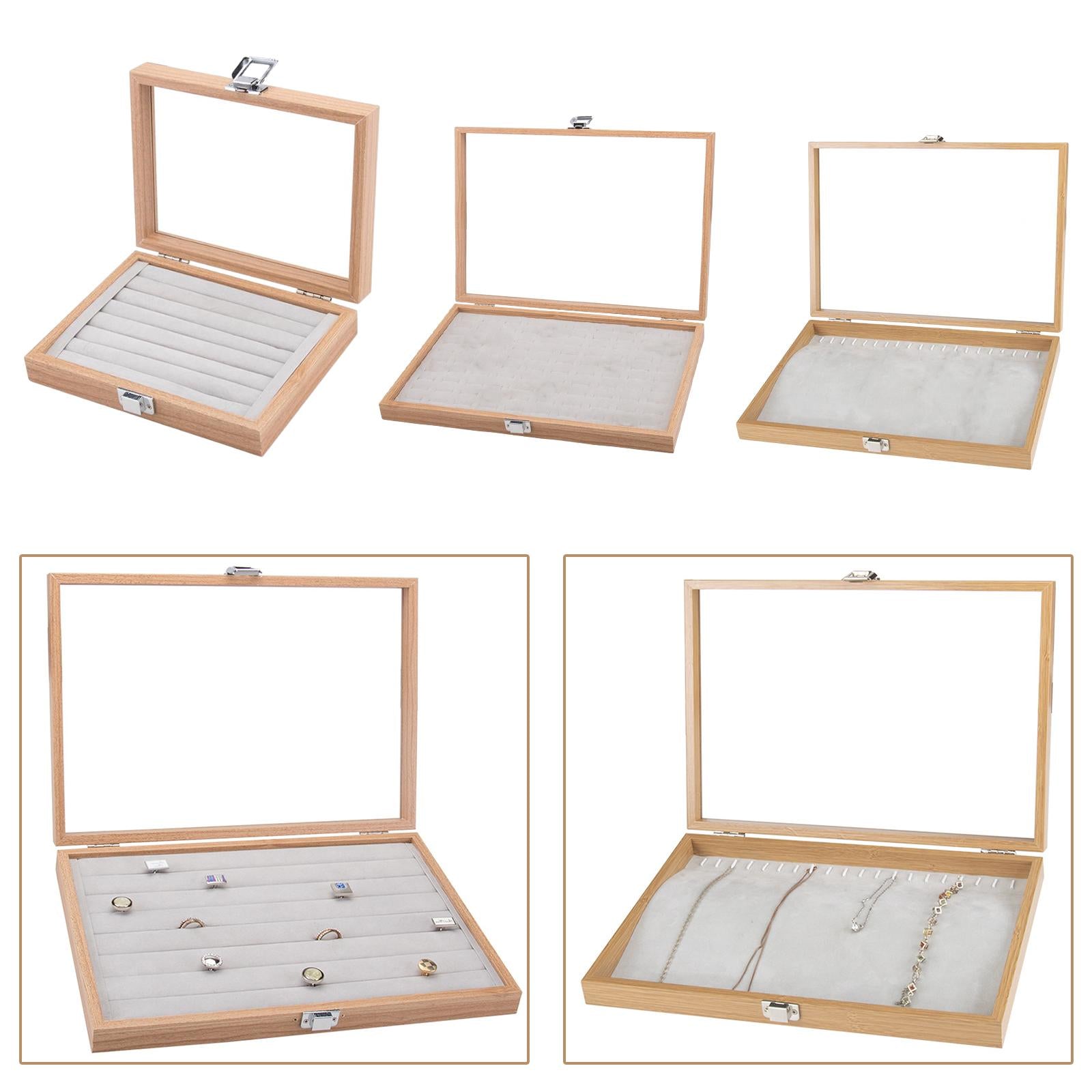 Fashion Showcase Display Holder Jewelry Organizer Box Storage Display Tray 8 Slots Jewelry Box