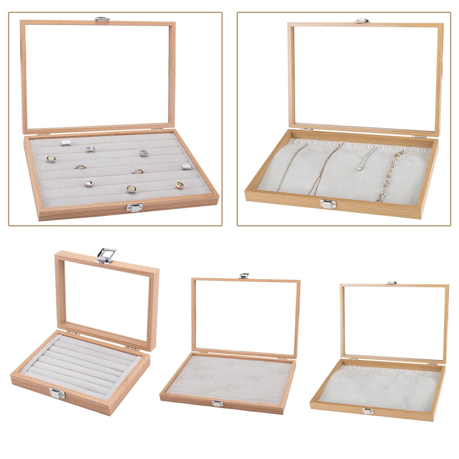 Fashion Showcase Display Holder Jewelry Organizer Box Storage Display Tray 8 Slots Jewelry Box