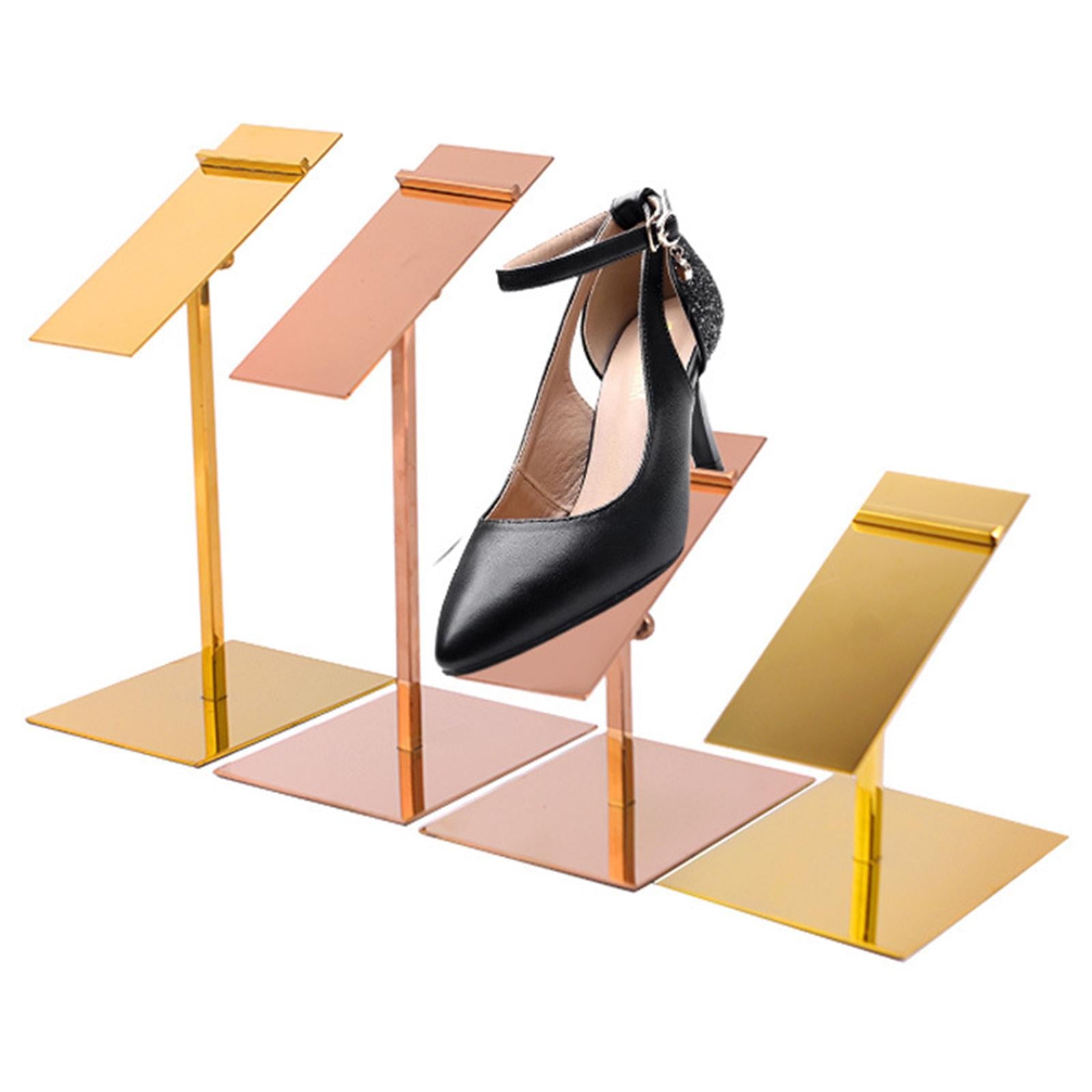 Stainless Steel Shoe Display Rack Stands for Display Clothing Shopping Golden high shelf