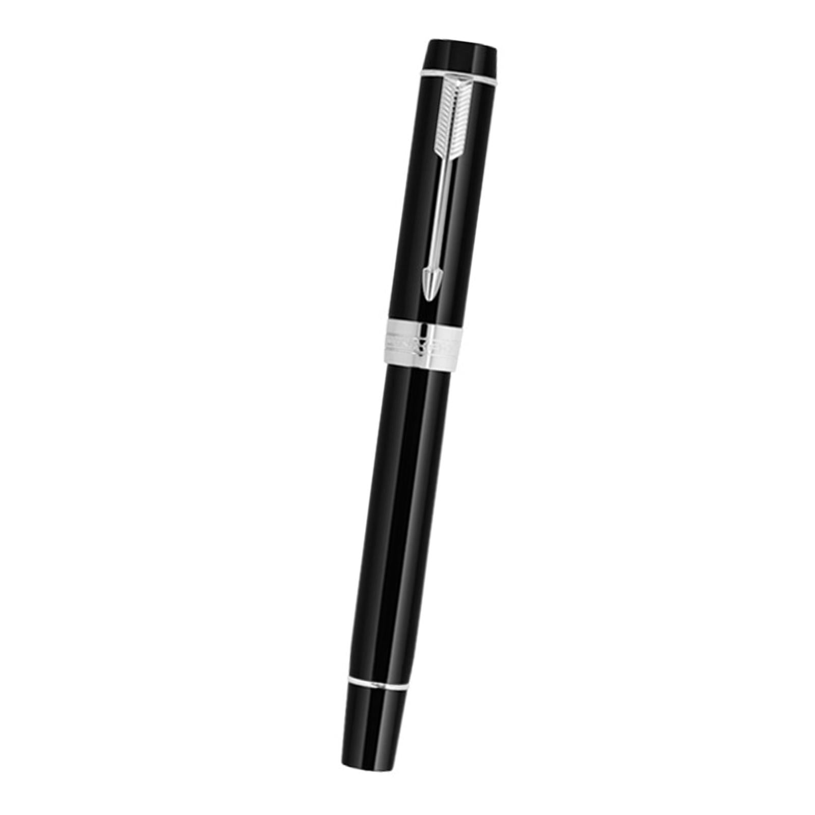 Fountain Pen 26 Fine Nib Left Right Hand Writing Instrument Black Silver