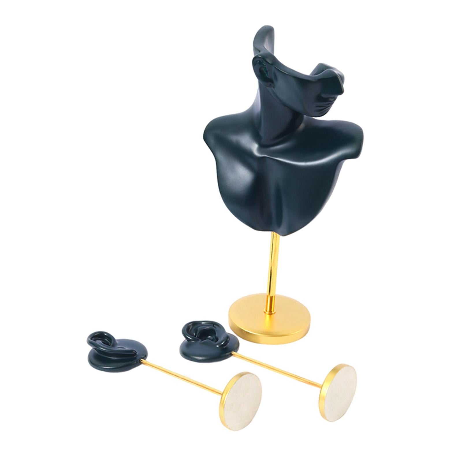 3 Pieces Resin Head Bust & Ear Jewelry Stand Set Elegant Organizer for Shop