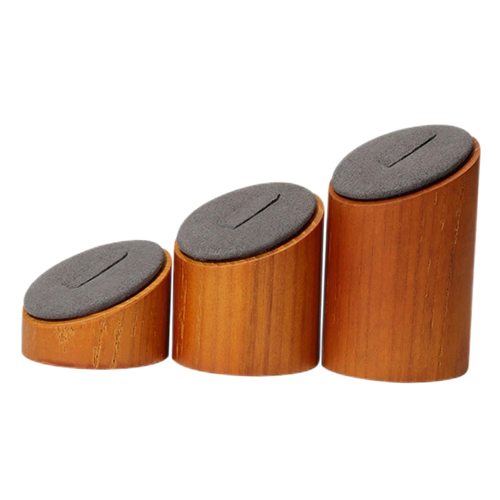 3 Pieces Solid Wood Rings Display Stand Jewelry Show Holder for Shops Grey