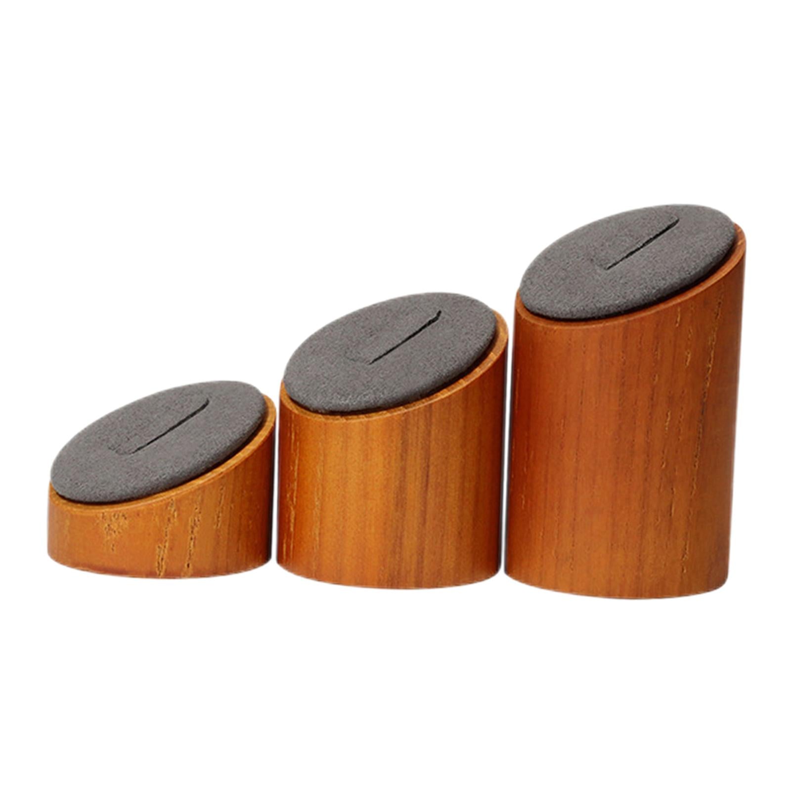 3 Pieces Solid Wood Rings Display Stand Jewelry Show Holder for Shops Grey