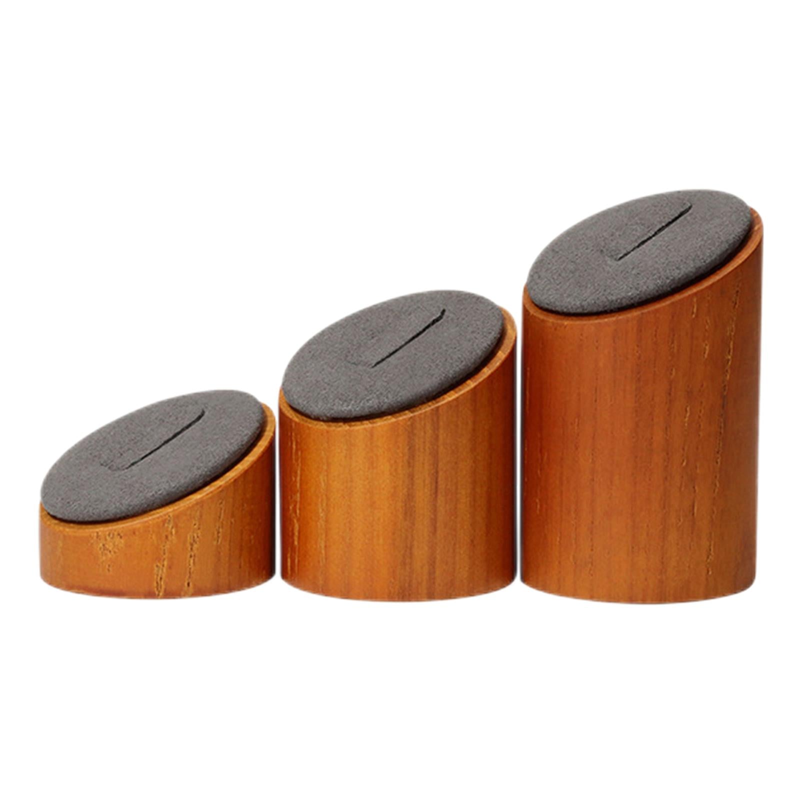 3 Pieces Solid Wood Rings Display Stand Jewelry Show Holder for Shops Grey