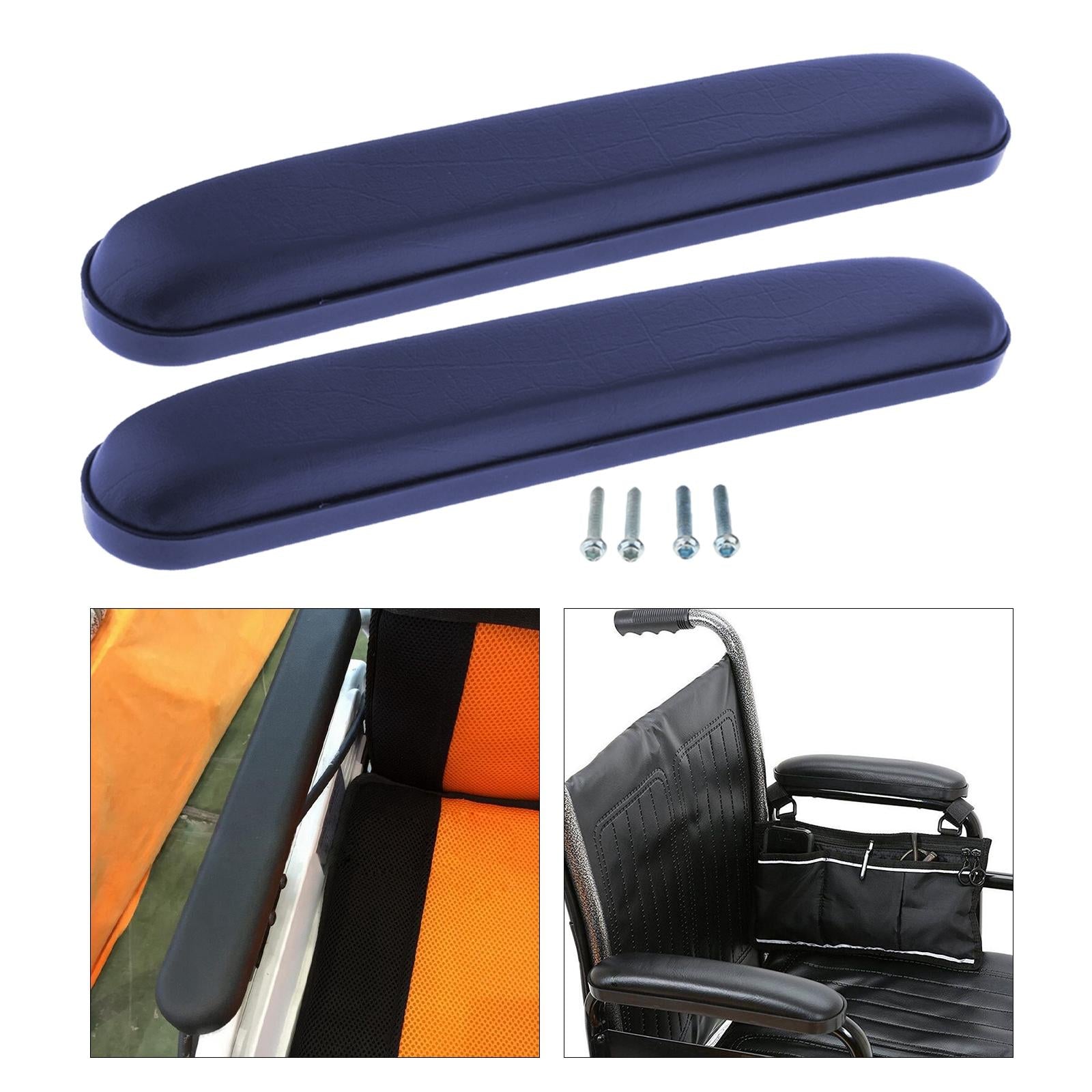 2x Wheelchair Armrest Pad Accs PU Leather Supply Universal for Elderly Blue