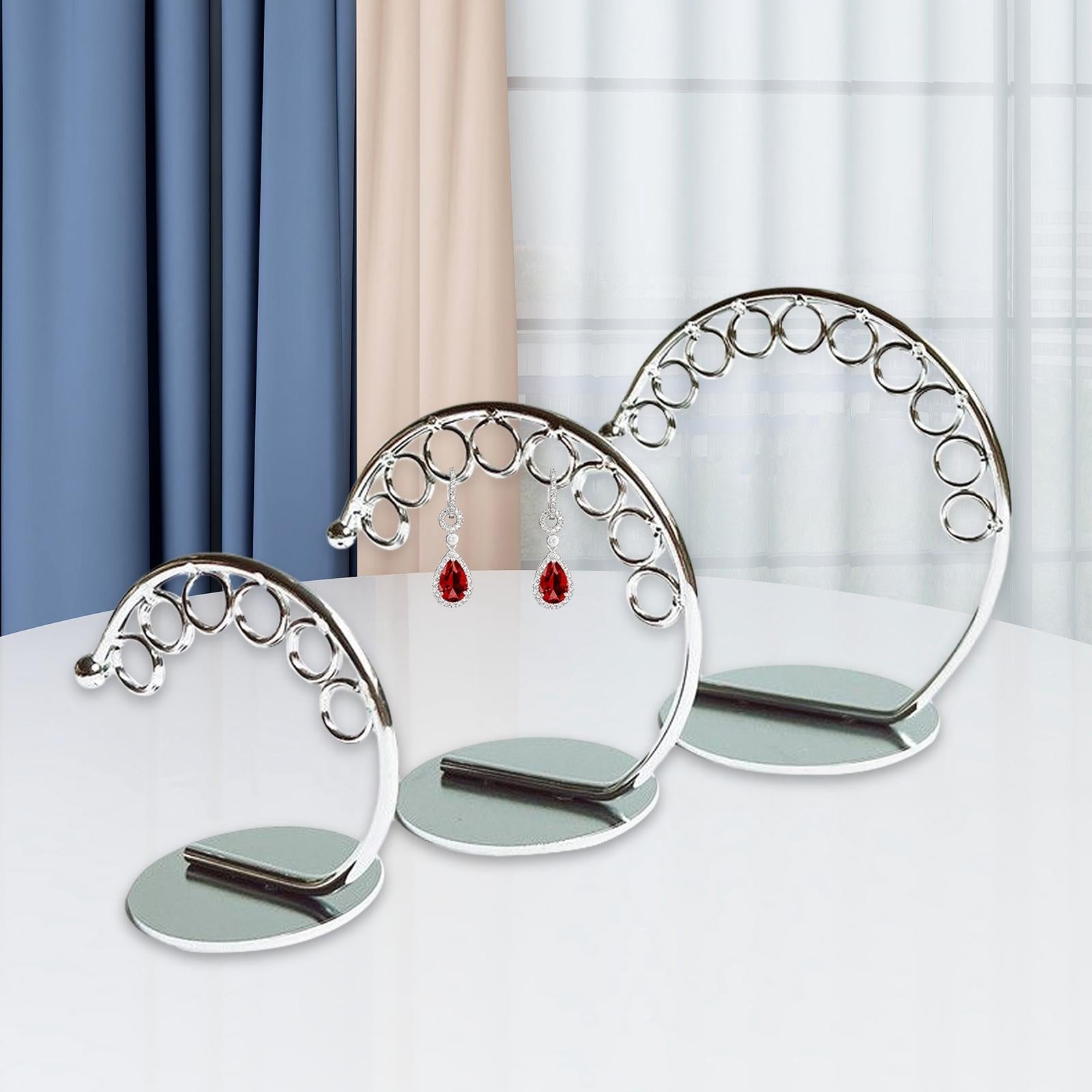 3Pcs Earring Stand Earring Display Holder for Showcase Display  Silver