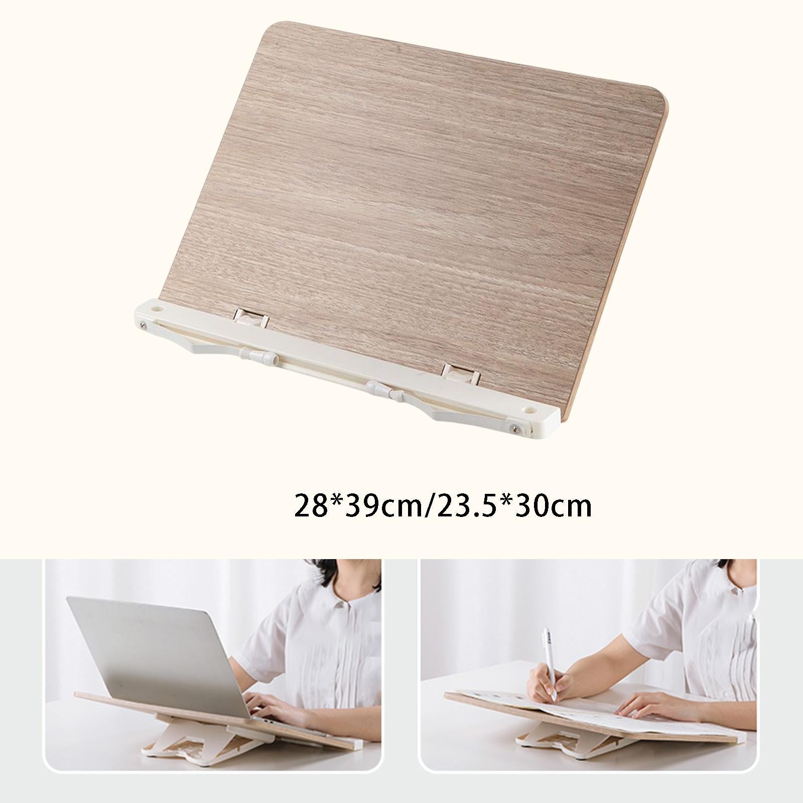 Bamboo Book Stand with Page Holder Clips Recipe Book Holder for Documents L