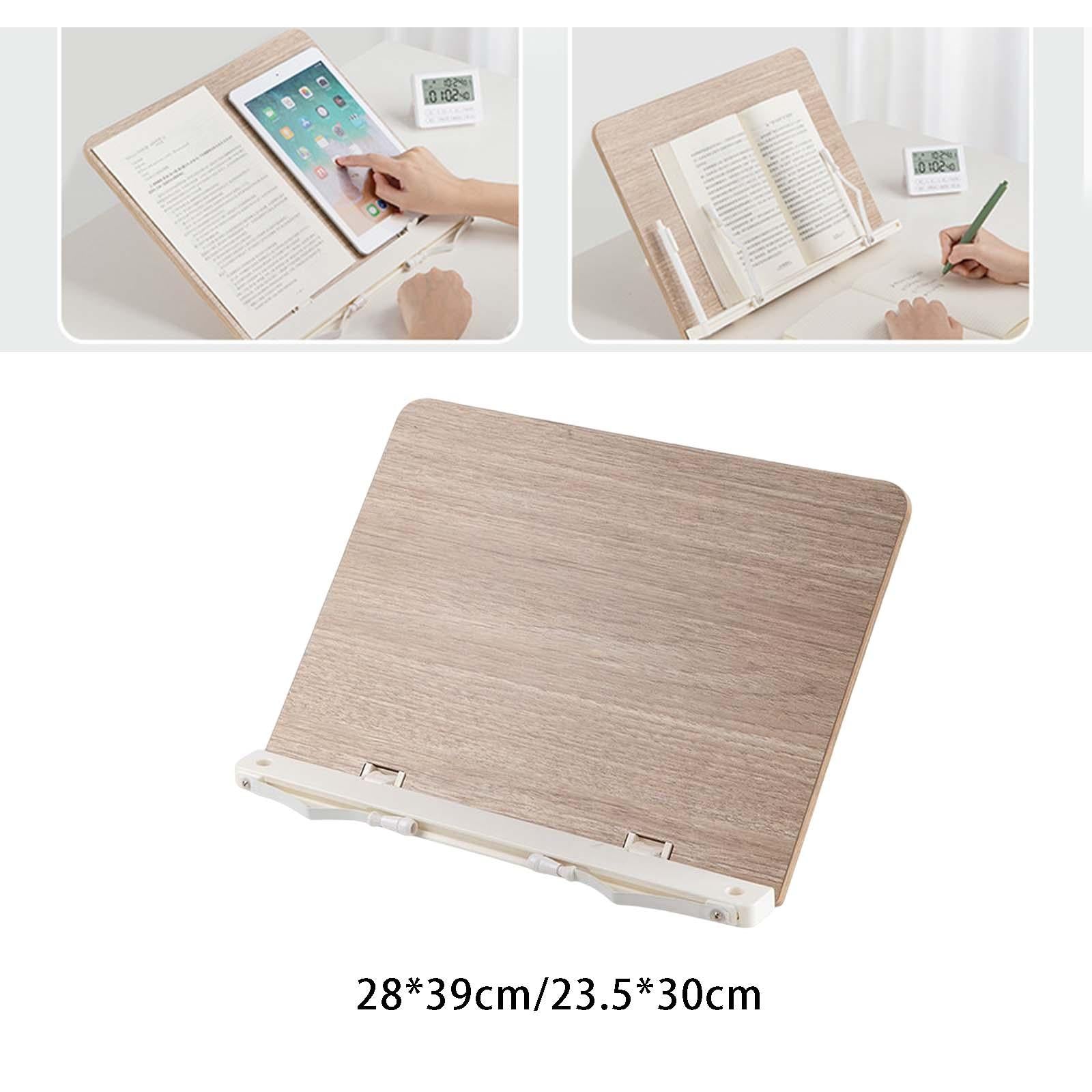 Bamboo Book Stand with Page Holder Clips Recipe Book Holder for Documents L