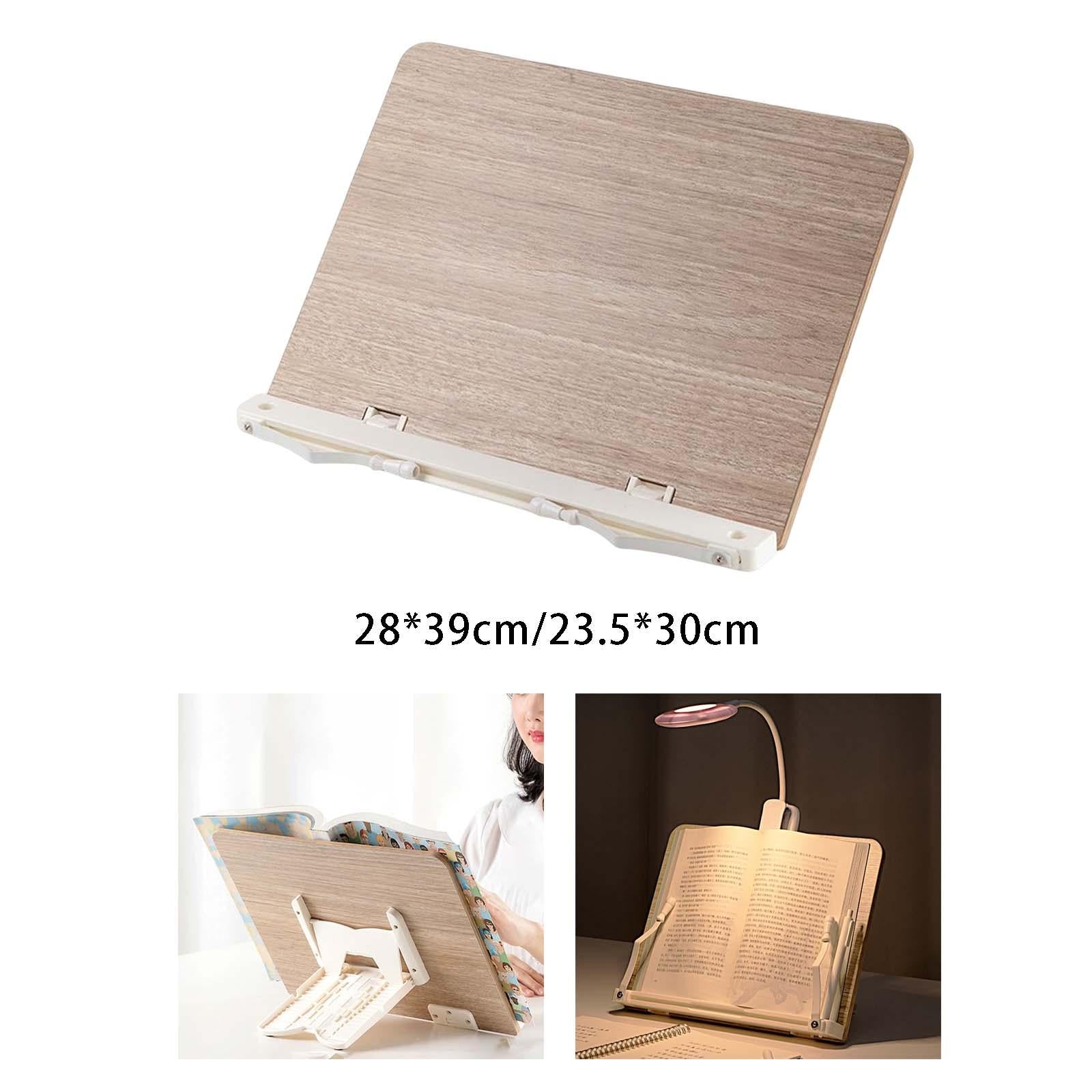 Bamboo Book Stand with Page Holder Clips Recipe Book Holder for Documents L