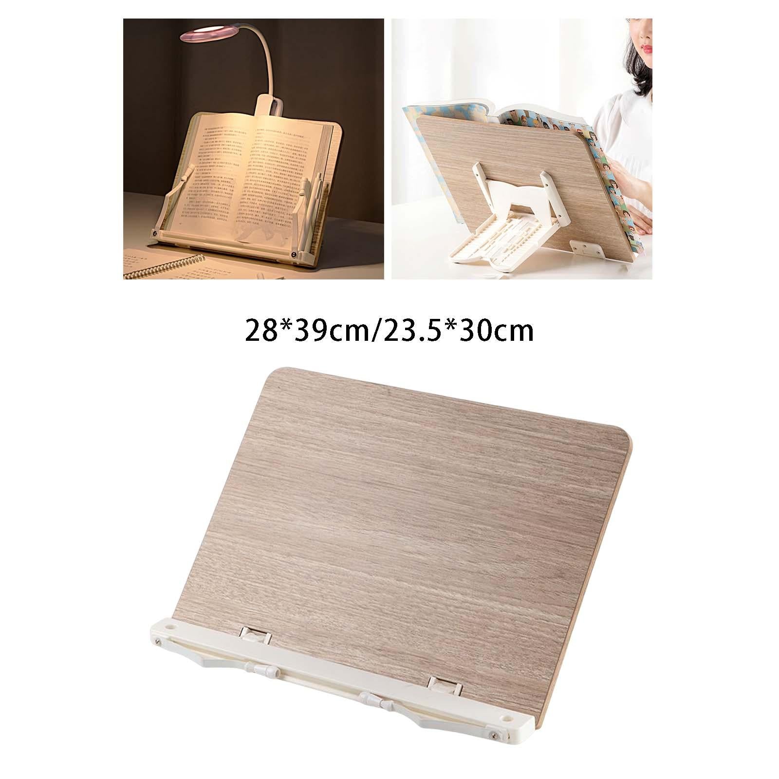 Bamboo Book Stand with Page Holder Clips Recipe Book Holder for Documents L