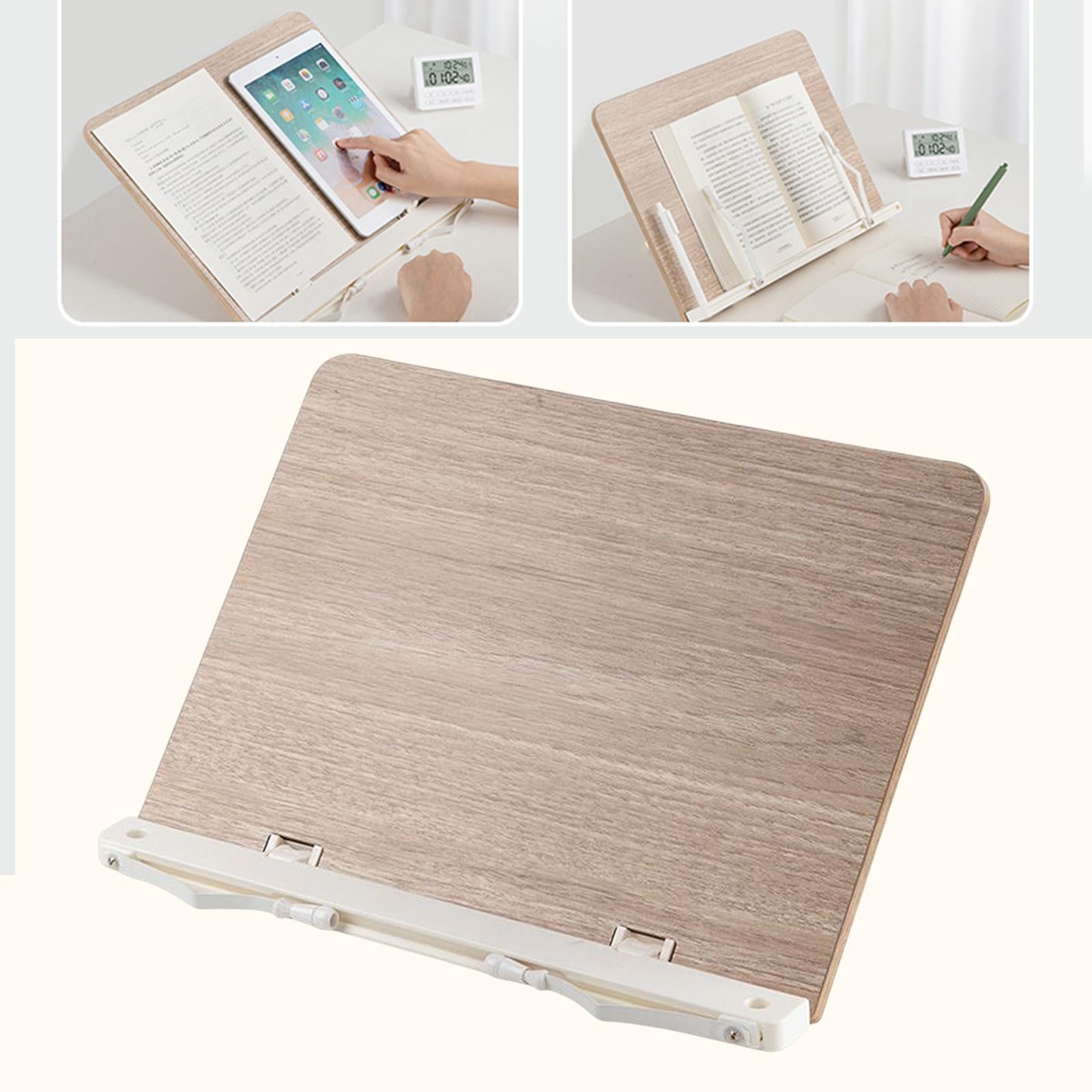 Bamboo Book Stand with Page Holder Clips Recipe Book Holder for Documents M
