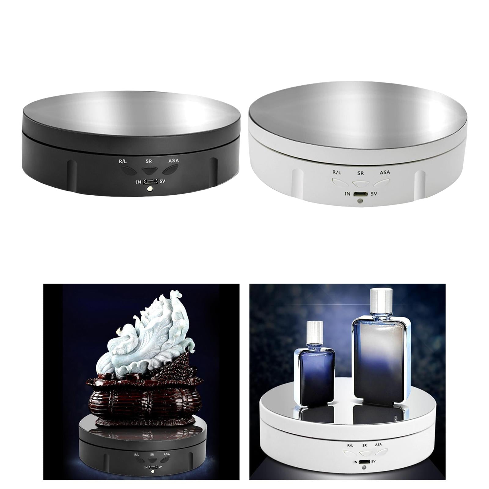 Electronic 360 Degree Rotating Turntable Jewelry Holder for Jewelry Cake Black