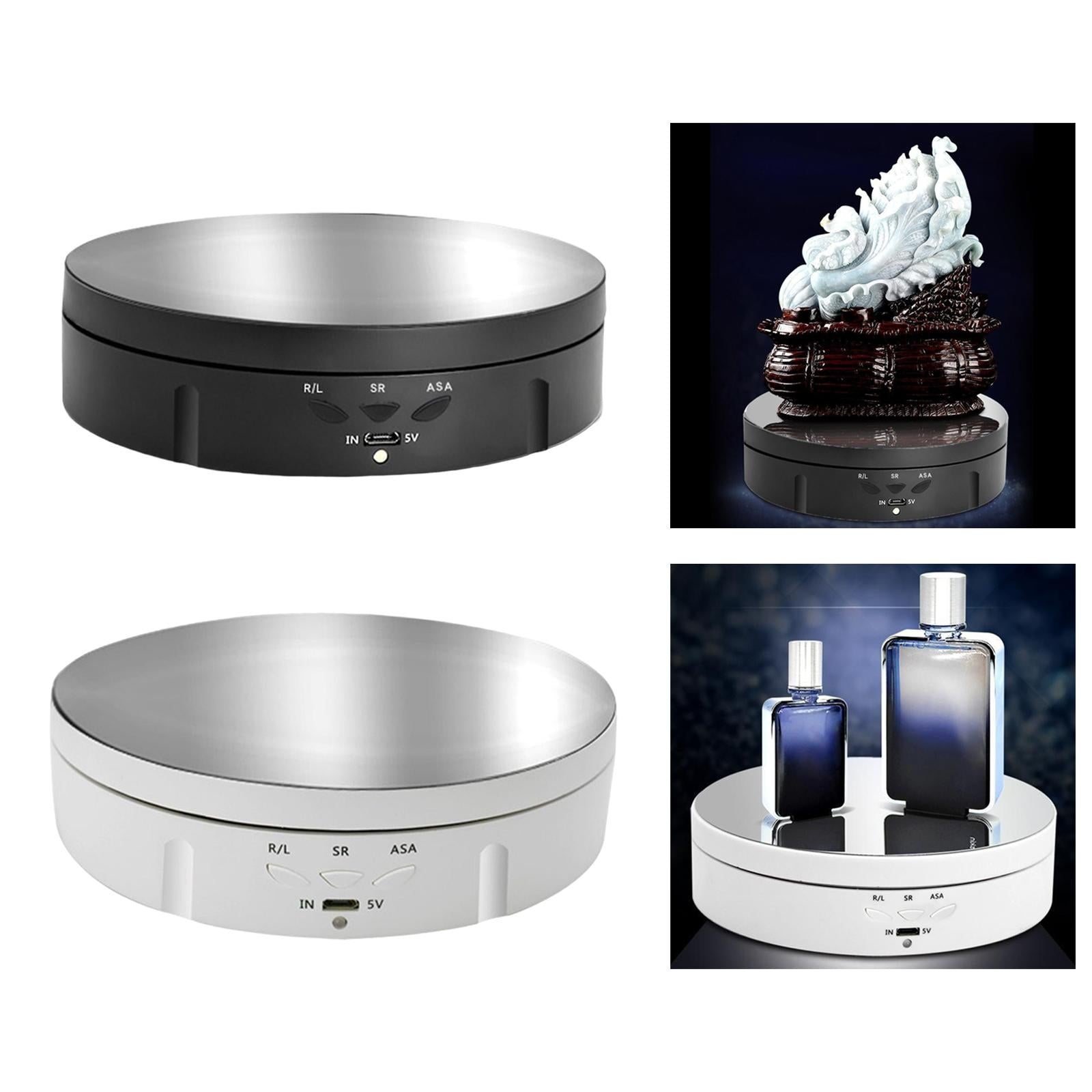 Electronic 360 Degree Rotating Turntable Jewelry Holder for Jewelry Cake Black