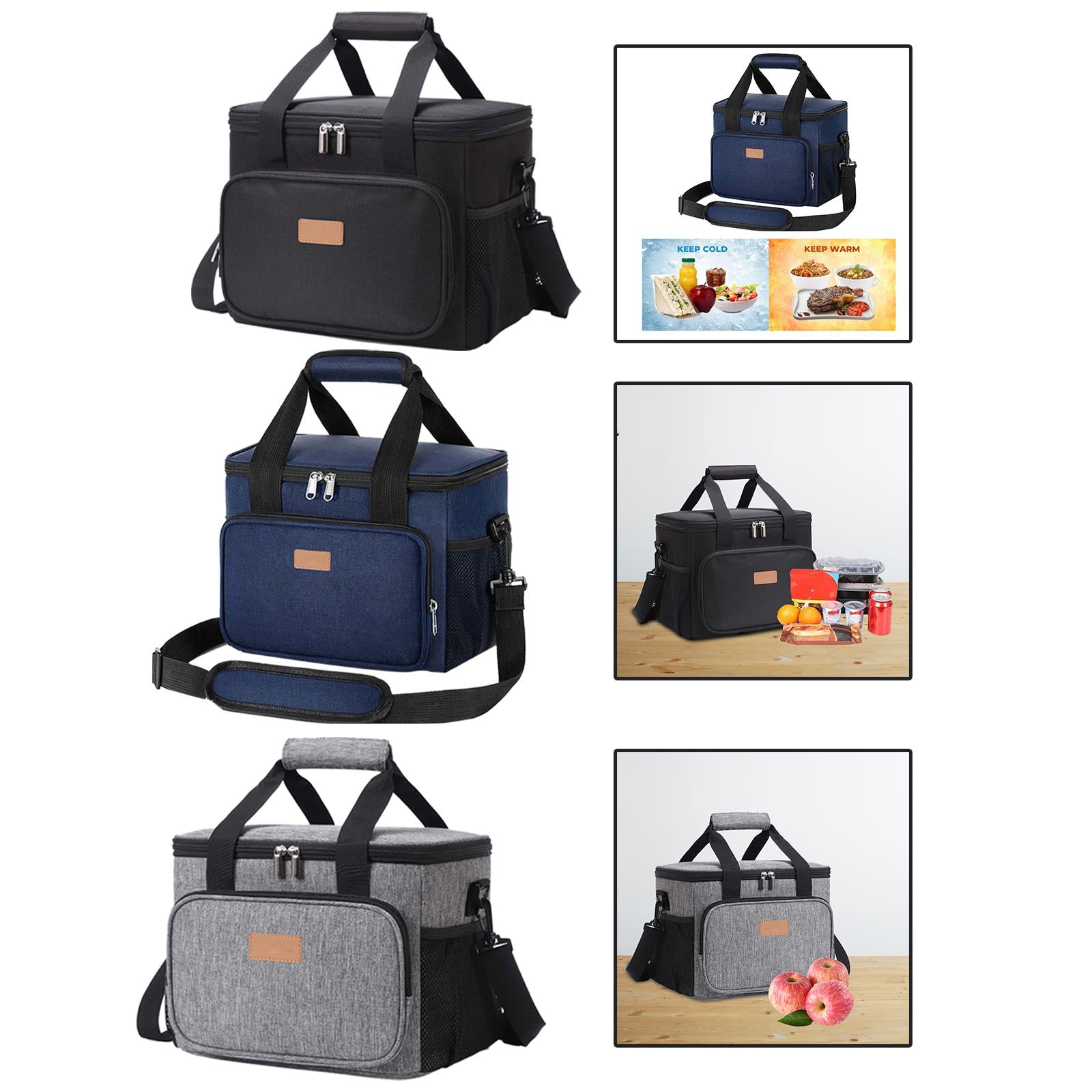 Portable Lunch Pouch Reusable Food Container for Picnic, Office Black