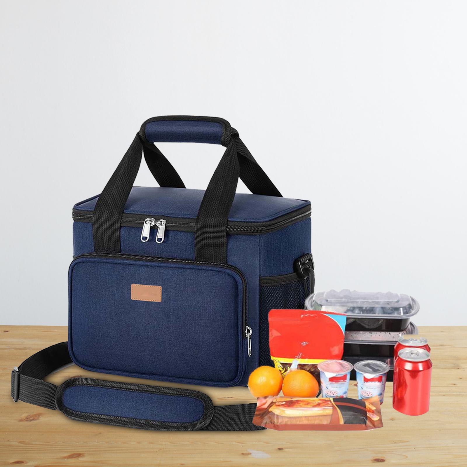 Portable Lunch Pouch Reusable Food Container for Picnic, Office Dark Blue