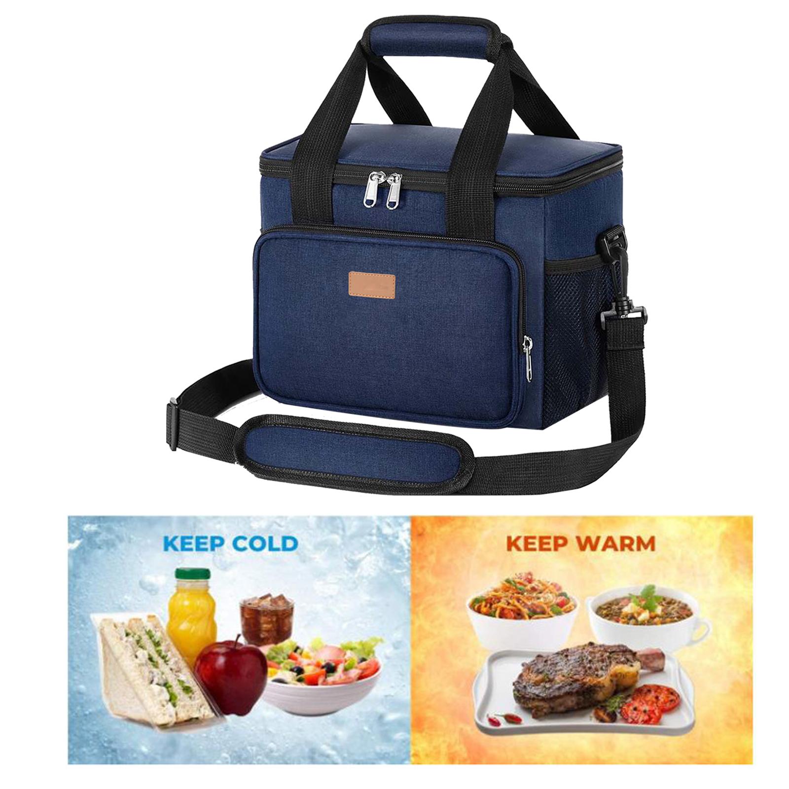 Portable Lunch Pouch Reusable Food Container for Picnic, Office Dark Blue
