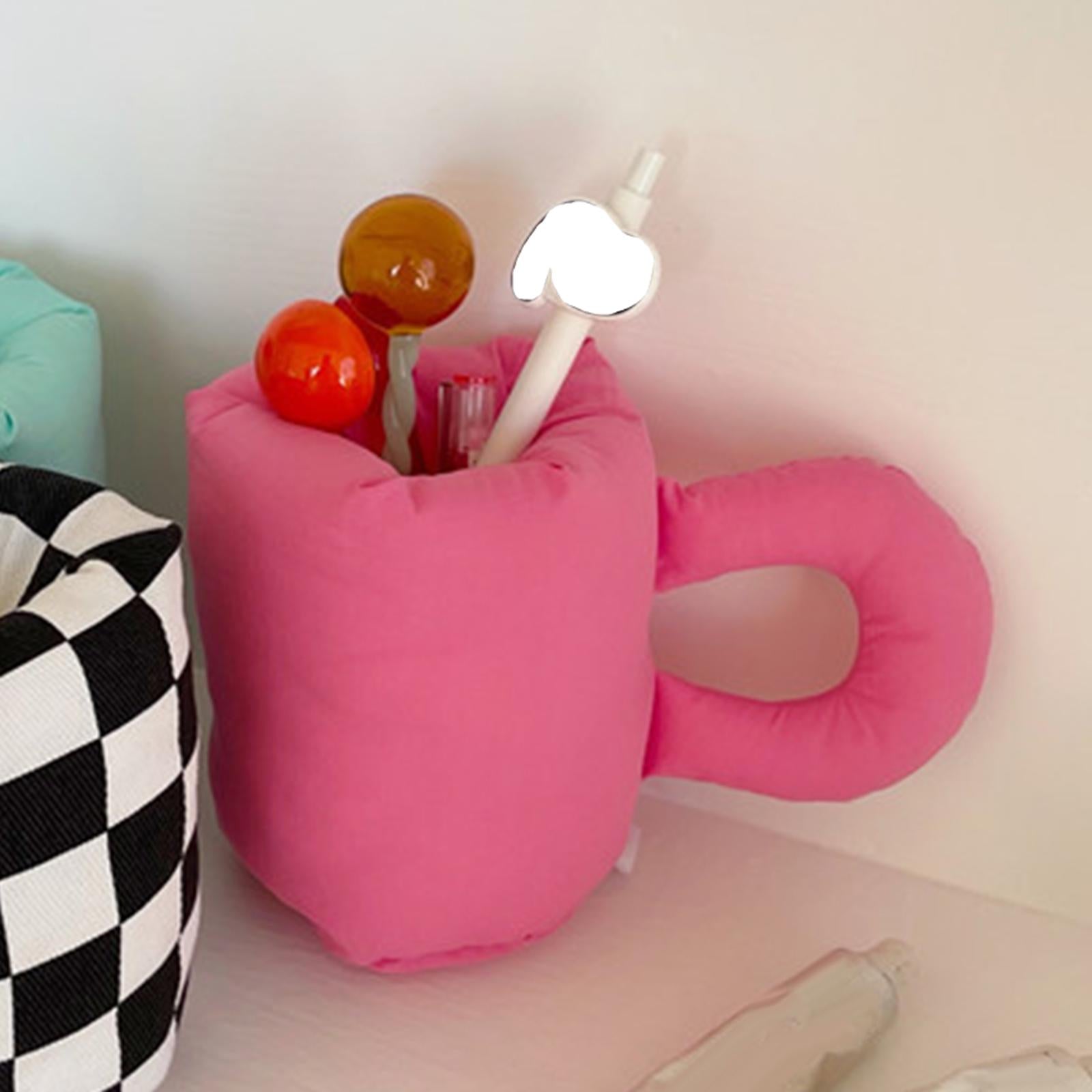 Cotton Filling Mug Shape Pens Holder for Classroom Room Storage Supplies Pink