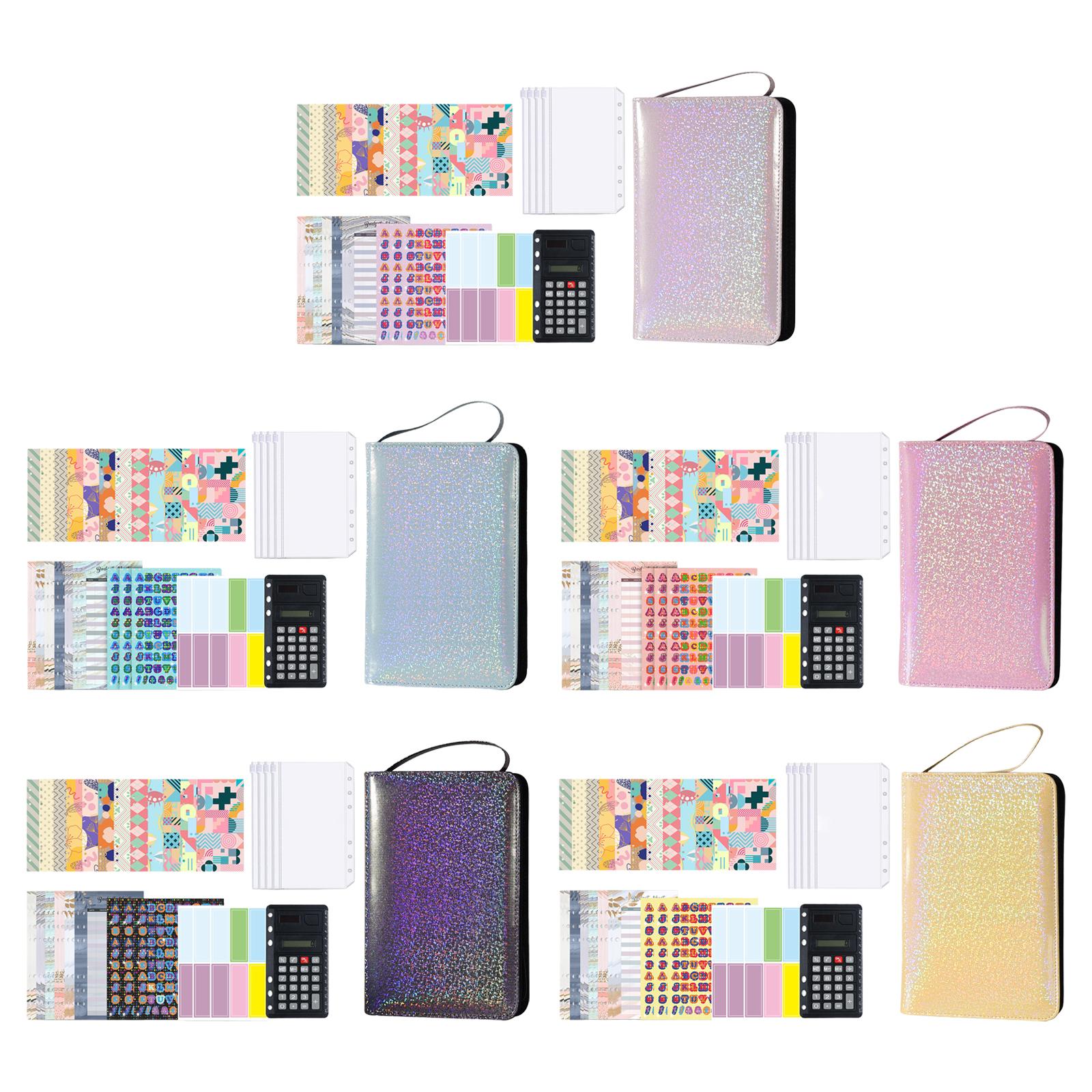 PU Leather A6 Notebook Binder Budget Planner with Pocket Cash Budget purple
