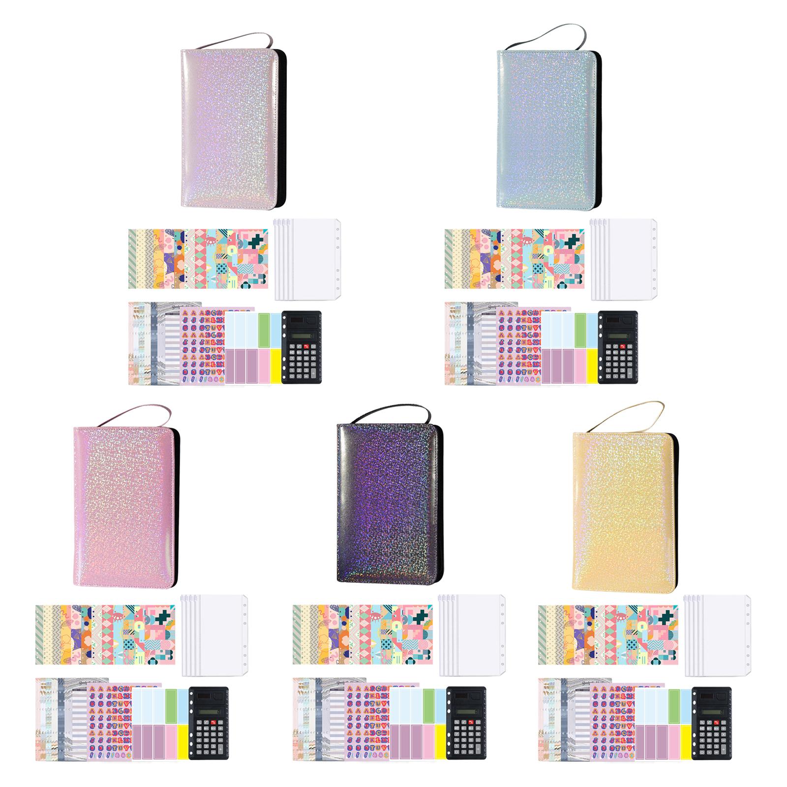 PU Leather A6 Notebook Binder Budget Planner with Pocket Cash Budget purple
