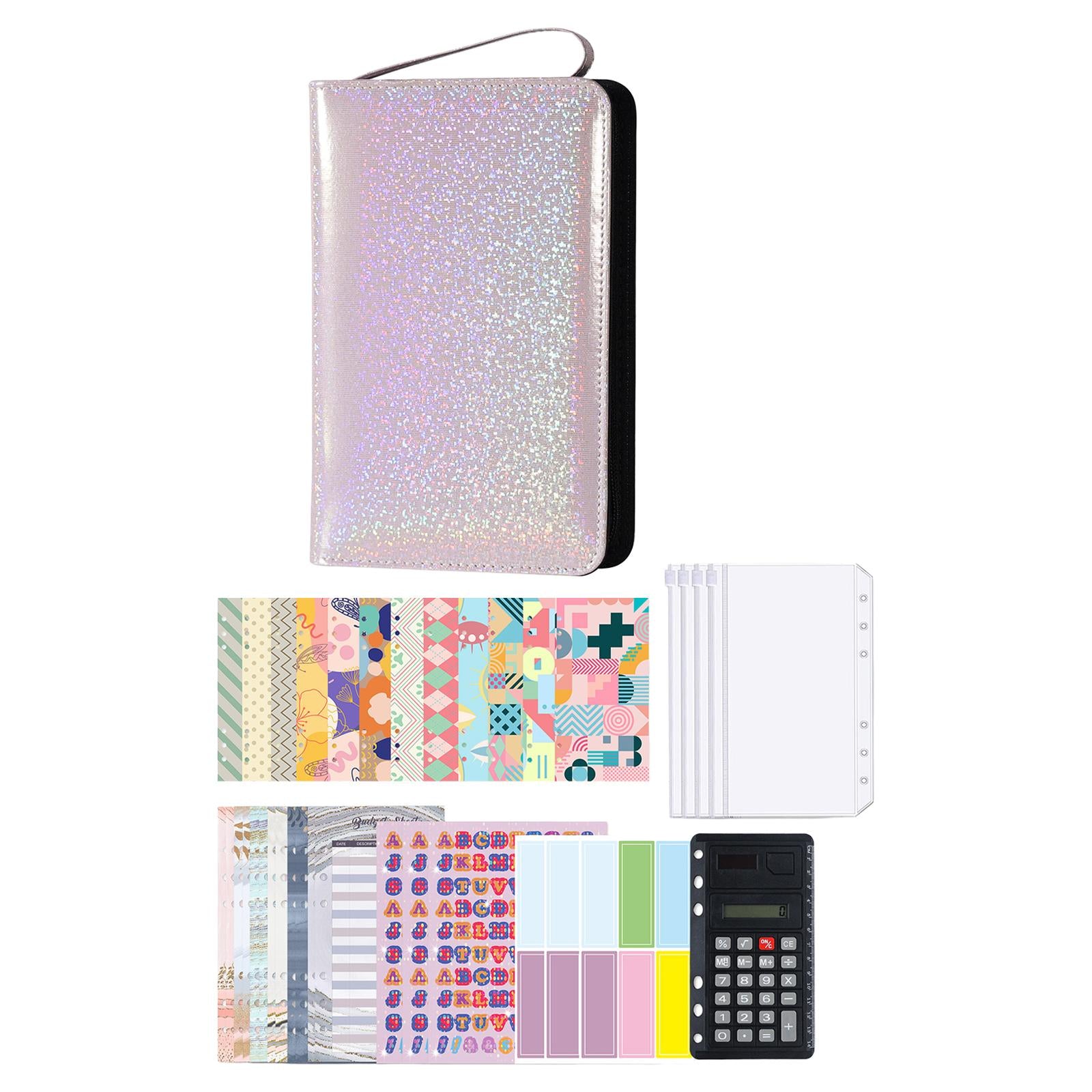 PU Leather A6 Notebook Binder Budget Planner with Pocket Cash Budget purple