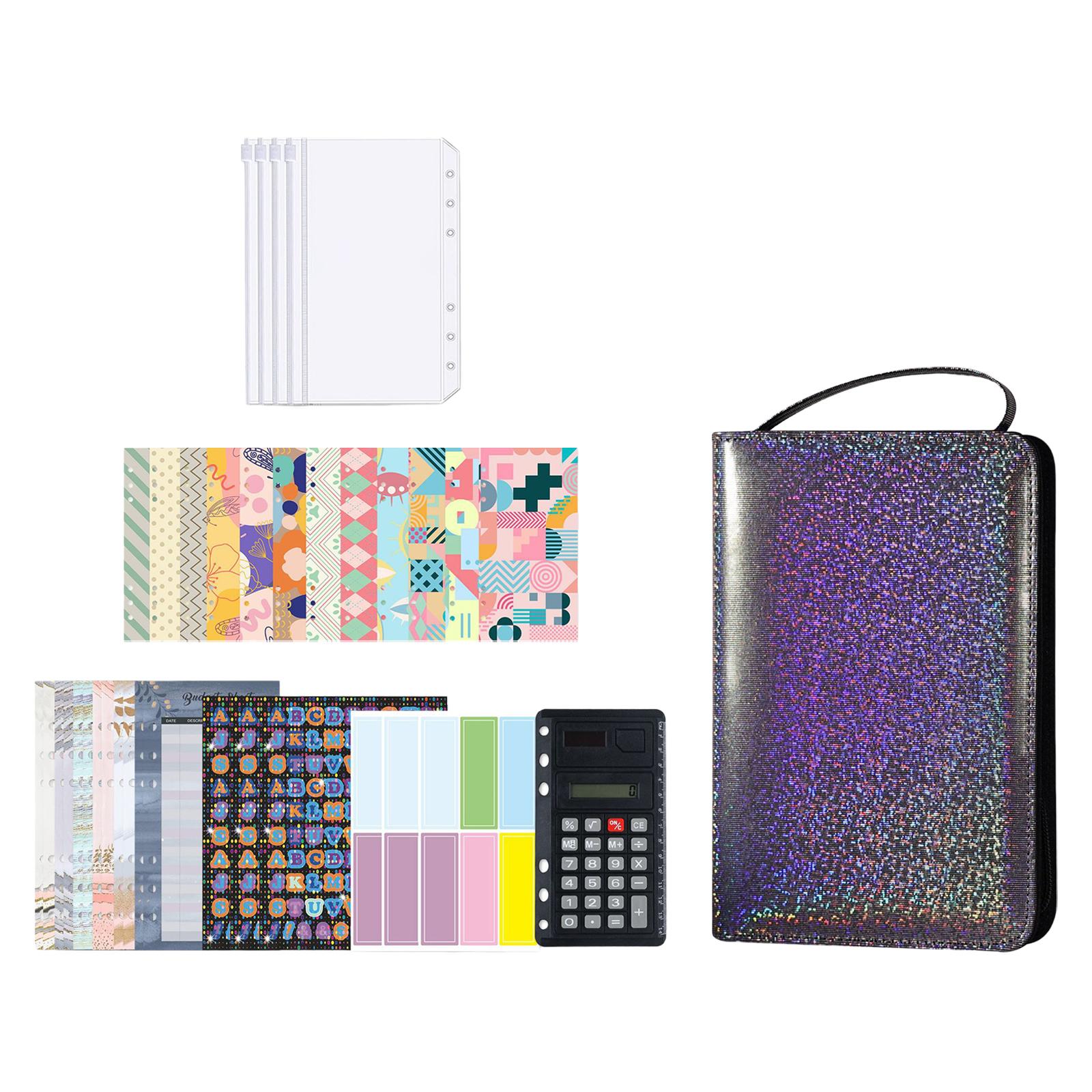 PU Leather A6 Notebook Binder Budget Planner with Pocket Cash Budget black