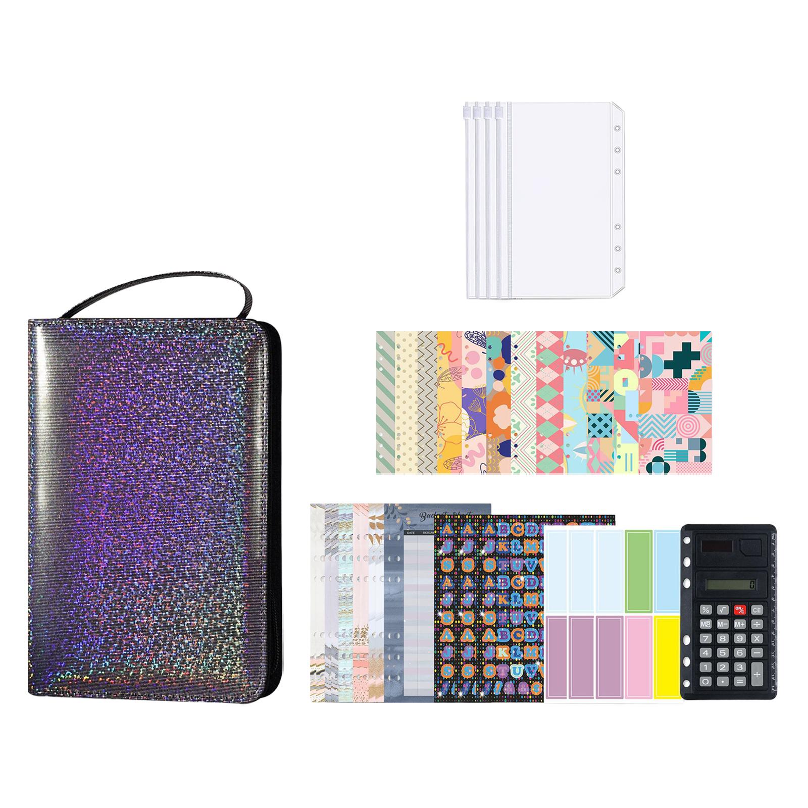 PU Leather A6 Notebook Binder Budget Planner with Pocket Cash Budget black