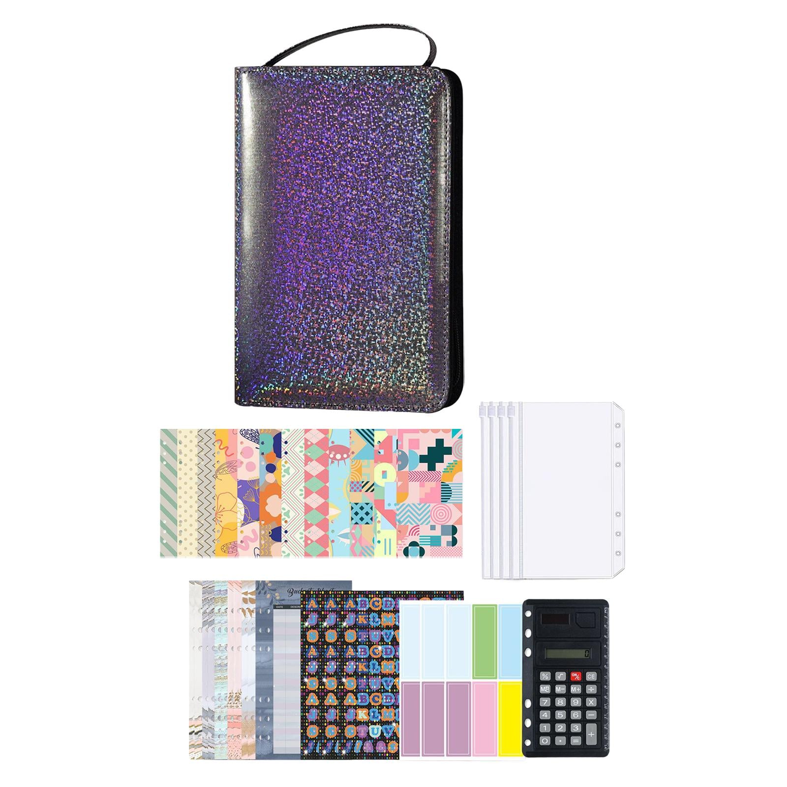 PU Leather A6 Notebook Binder Budget Planner with Pocket Cash Budget black