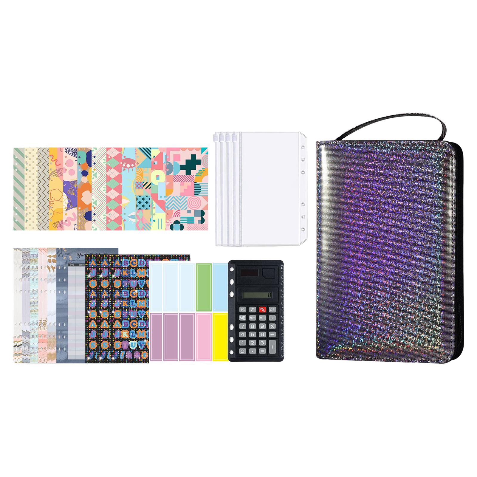 PU Leather A6 Notebook Binder Budget Planner with Pocket Cash Budget black