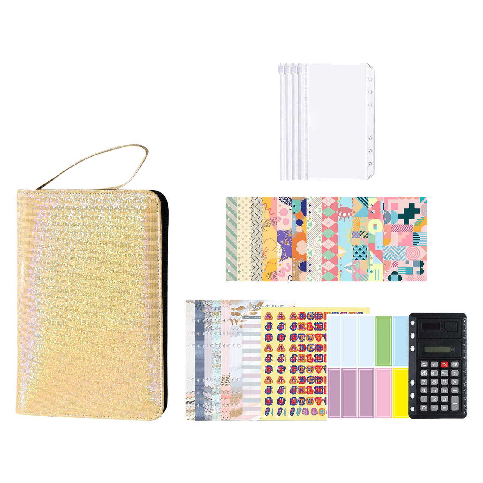 PU Leather A6 Notebook Binder Budget Planner with Pocket Cash Budget yellow