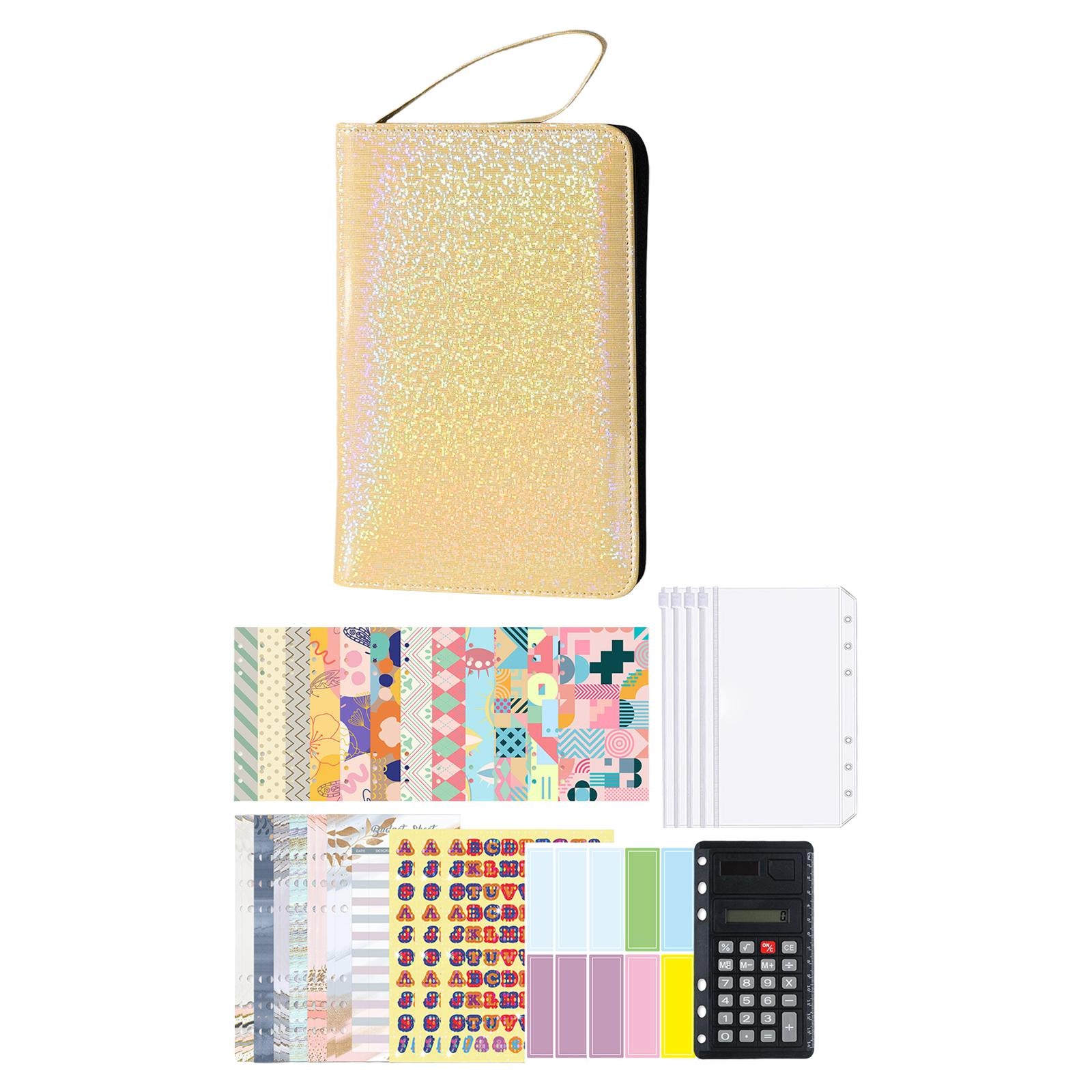 PU Leather A6 Notebook Binder Budget Planner with Pocket Cash Budget yellow