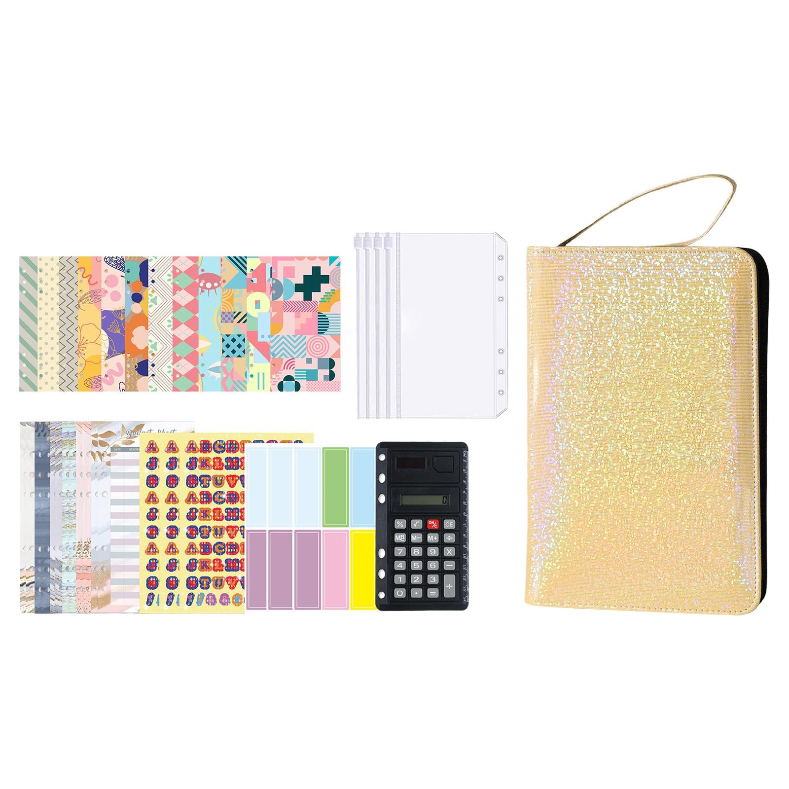 PU Leather A6 Notebook Binder Budget Planner with Pocket Cash Budget yellow
