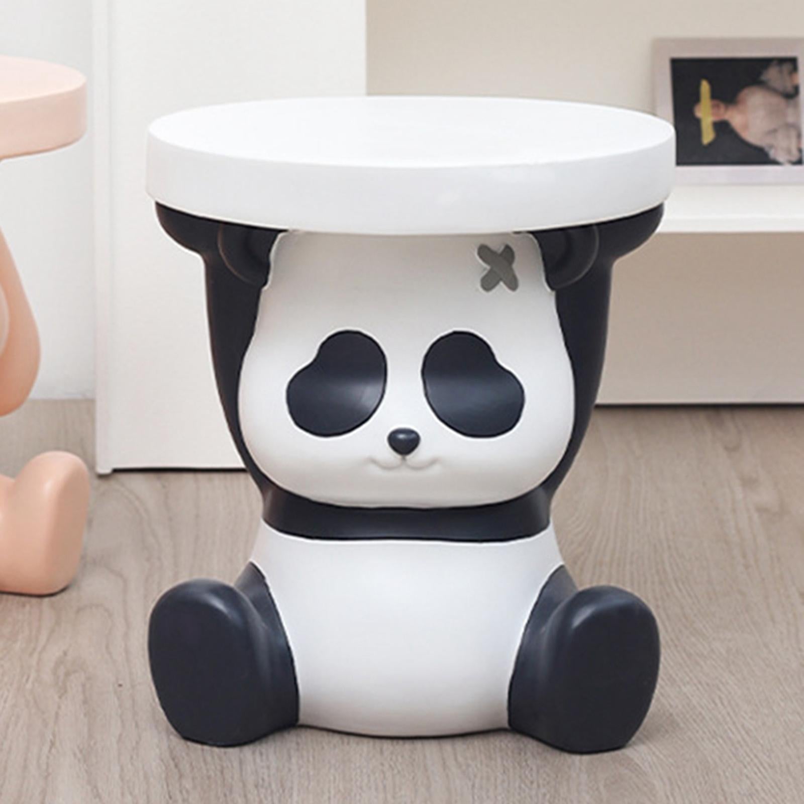 Resin Animal Ottoman Footrest Round Seat Non Skid for Bedroom, Entryway, Panda