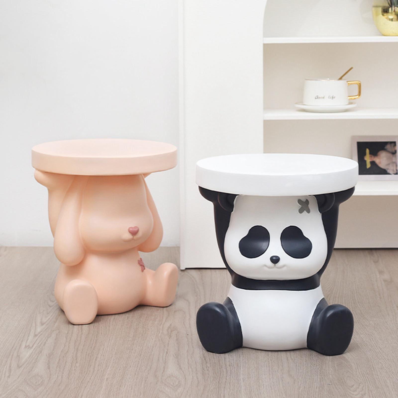 Resin Animal Ottoman Footrest Round Seat Non Skid for Bedroom, Entryway, Panda