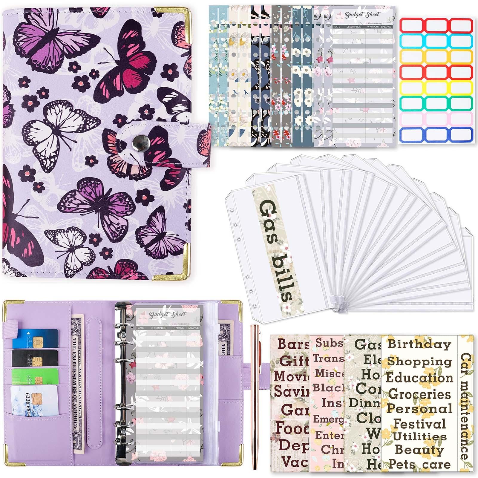 A6 Budget Binder Planner Notebook Binder for Cash Bill Money Budget Saving Purple