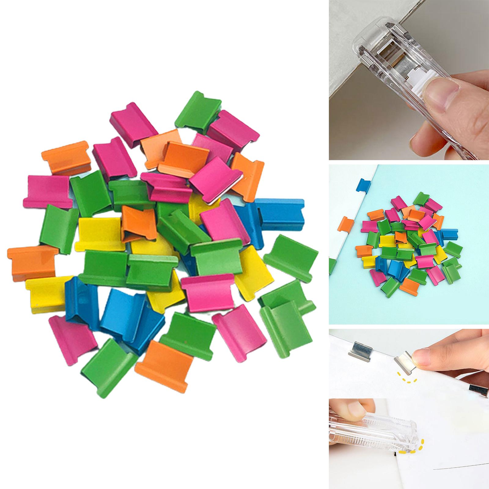 2xMini Stapler Classroom Small Stapler Set Fixing Stationery Multicolor Clips