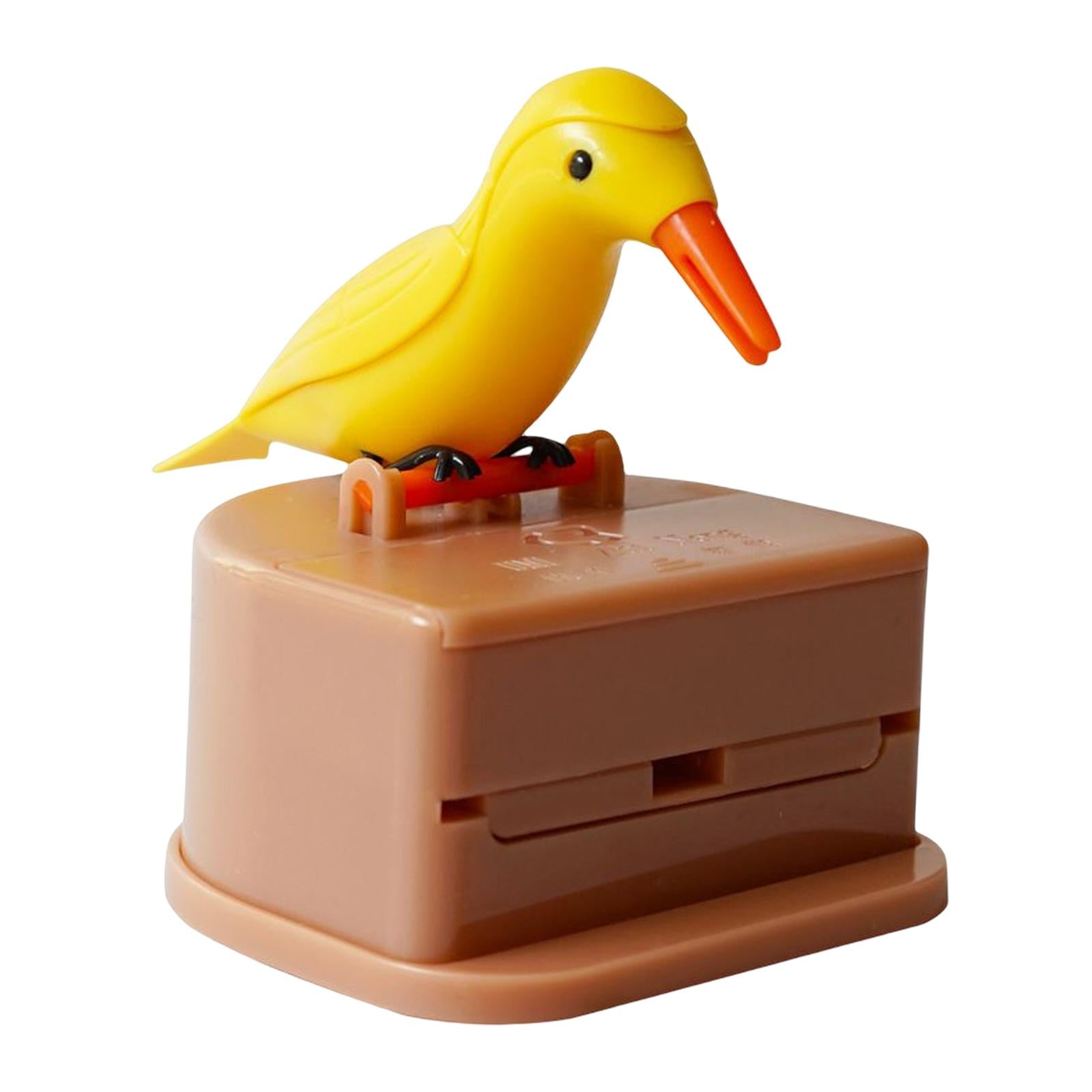 Bird Toothpick Dispenser Push Type Toothpick Box Container for Bars Cafes Yellow