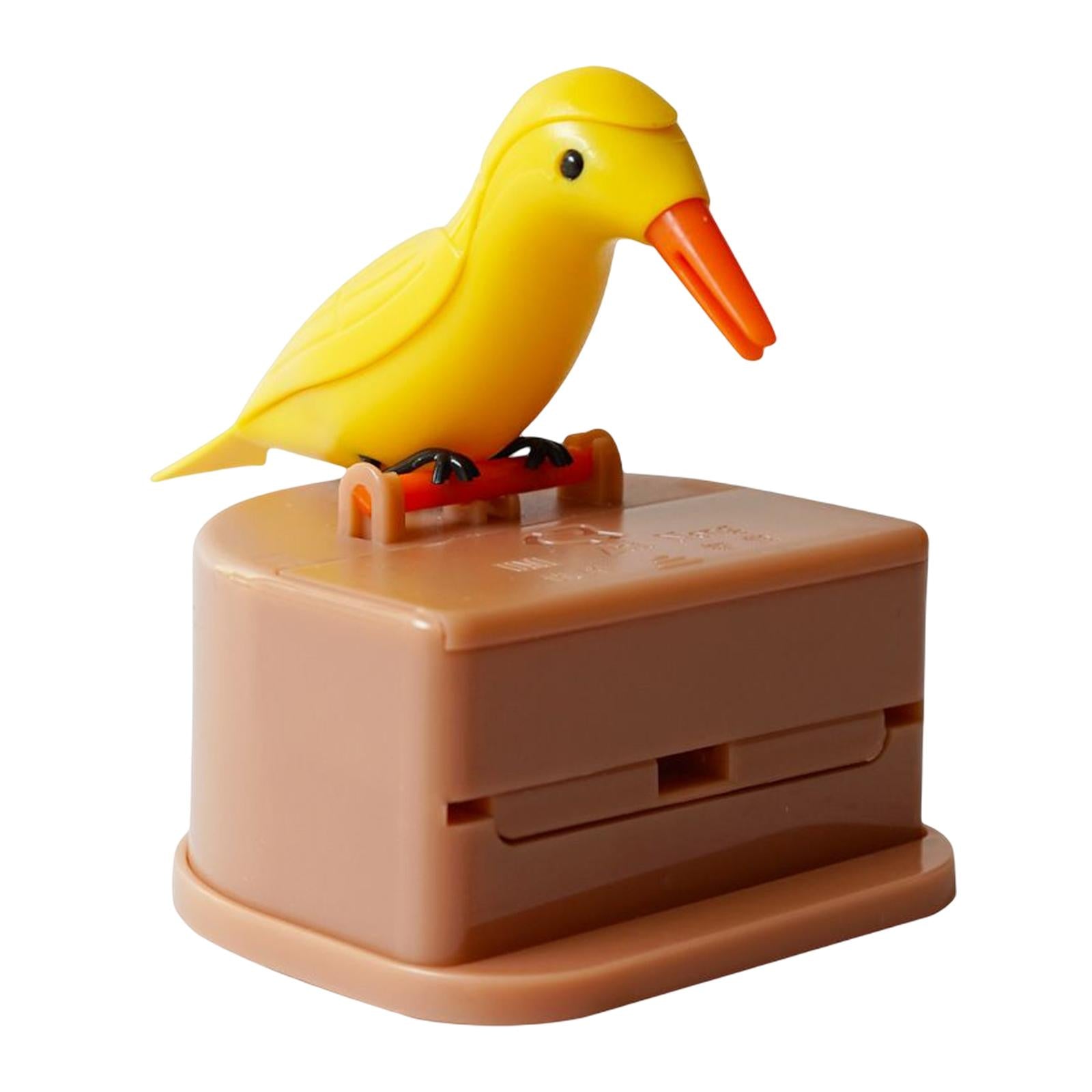 Bird Toothpick Dispenser Push Type Toothpick Box Container for Bars Cafes Yellow