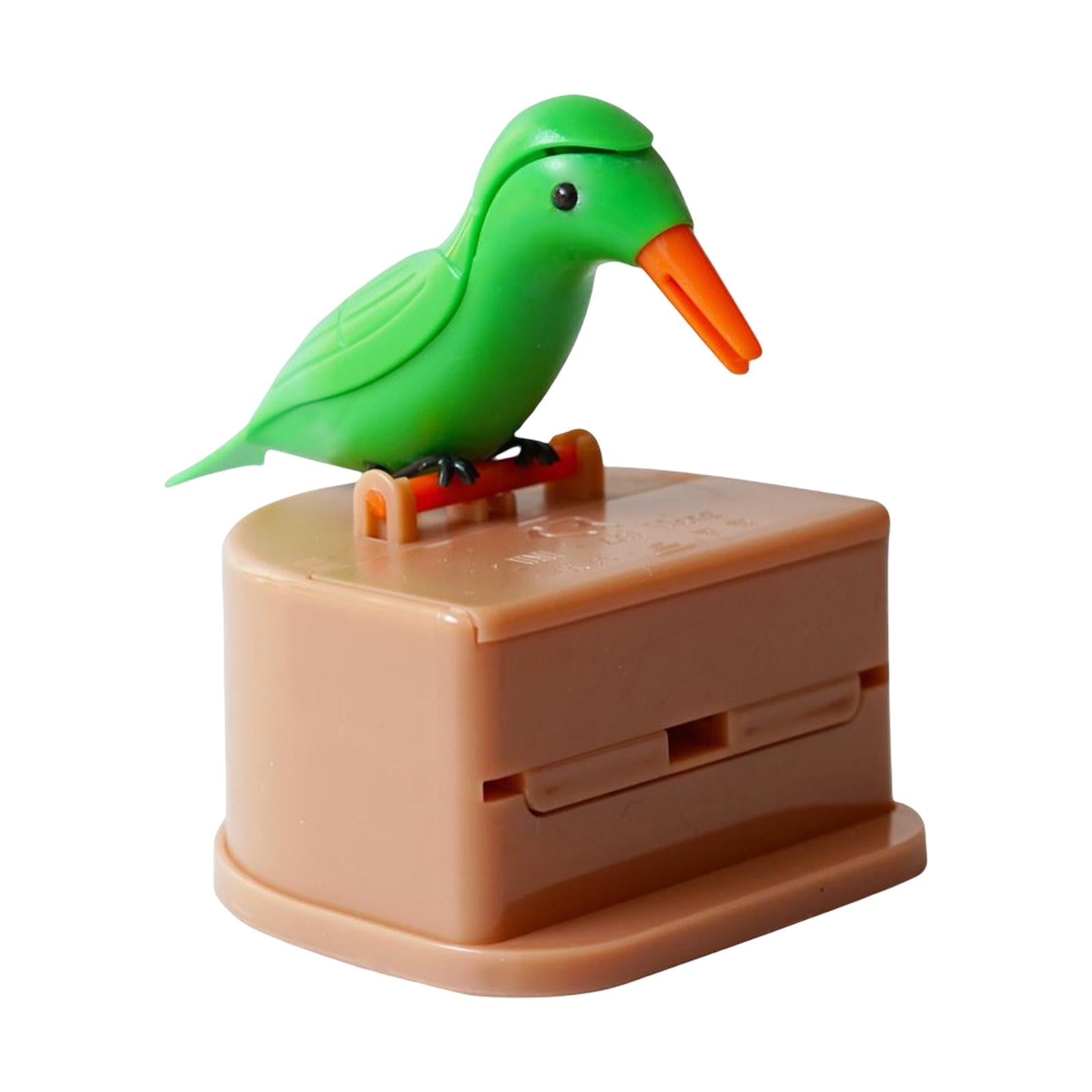 Bird Toothpick Dispenser Push Type Toothpick Box Container for Bars Cafes Green