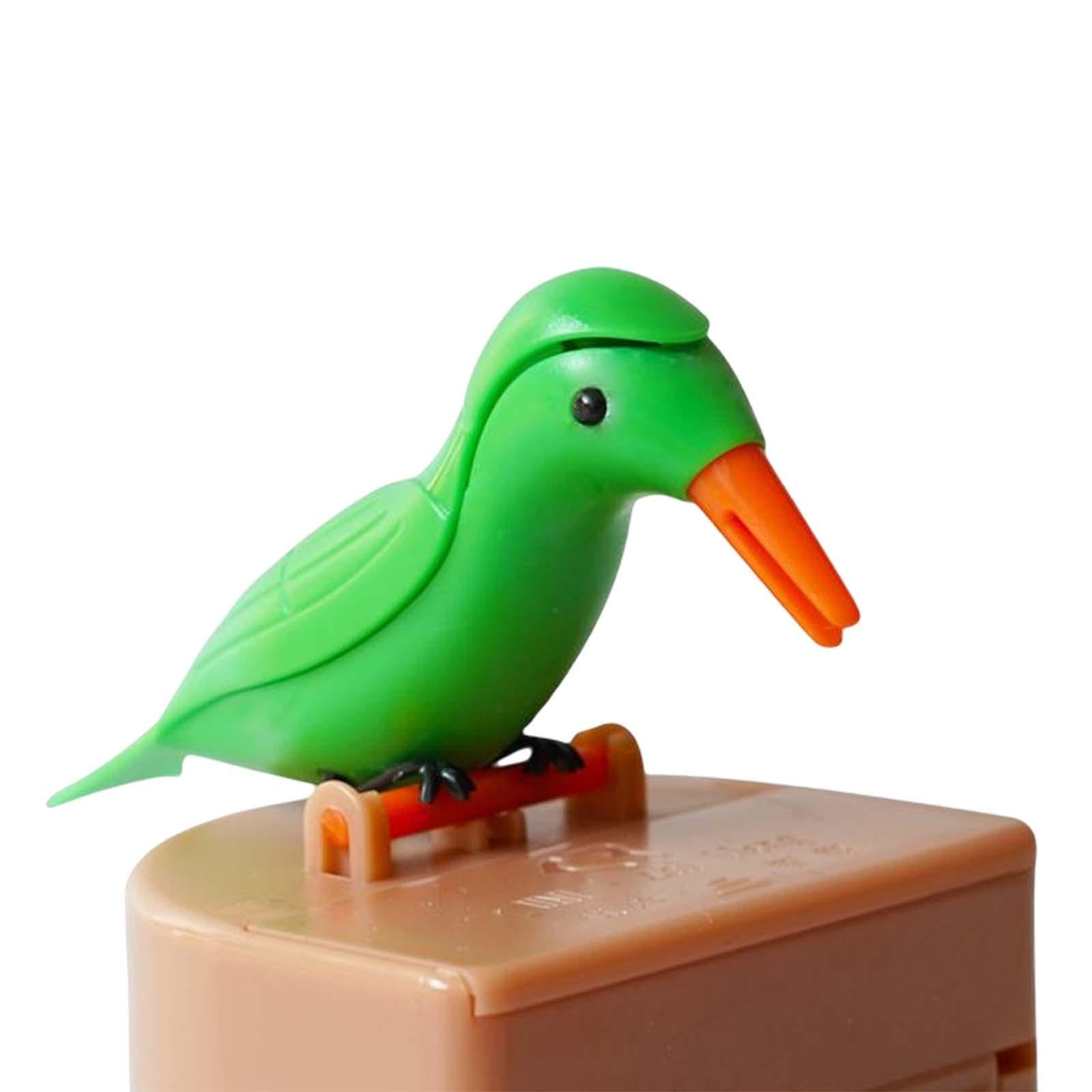 Bird Toothpick Dispenser Push Type Toothpick Box Container for Bars Cafes Green