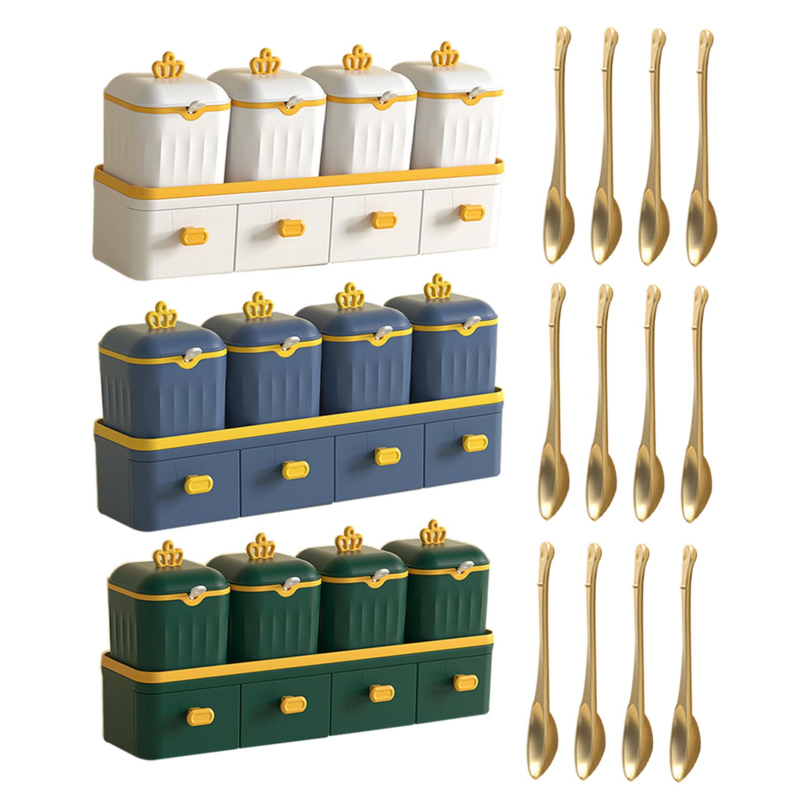 Double Layer Seasoning Box Set Seasoning Dispensers PP Material White