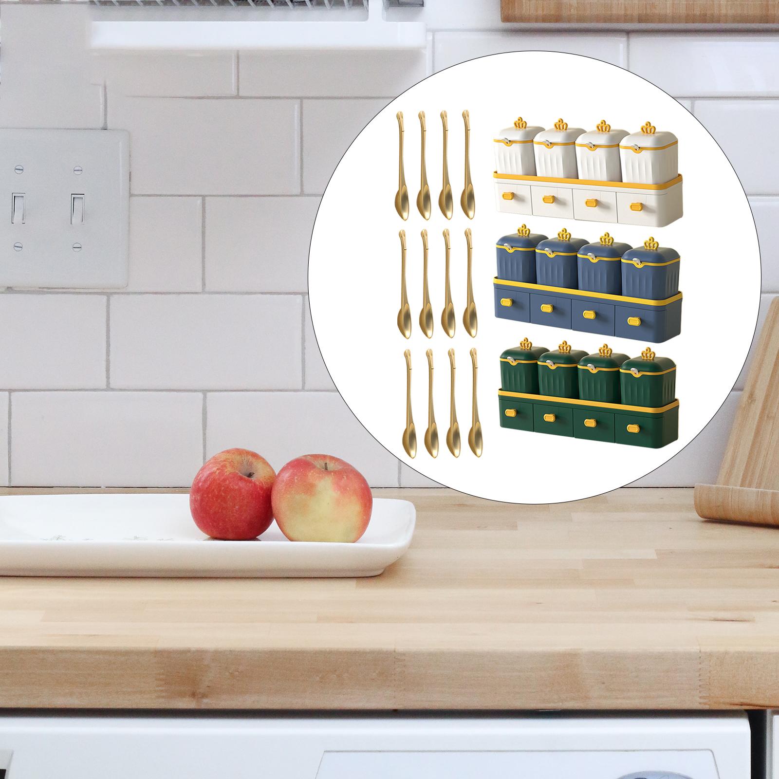 Double Layer Seasoning Box Set Seasoning Dispensers PP Material White
