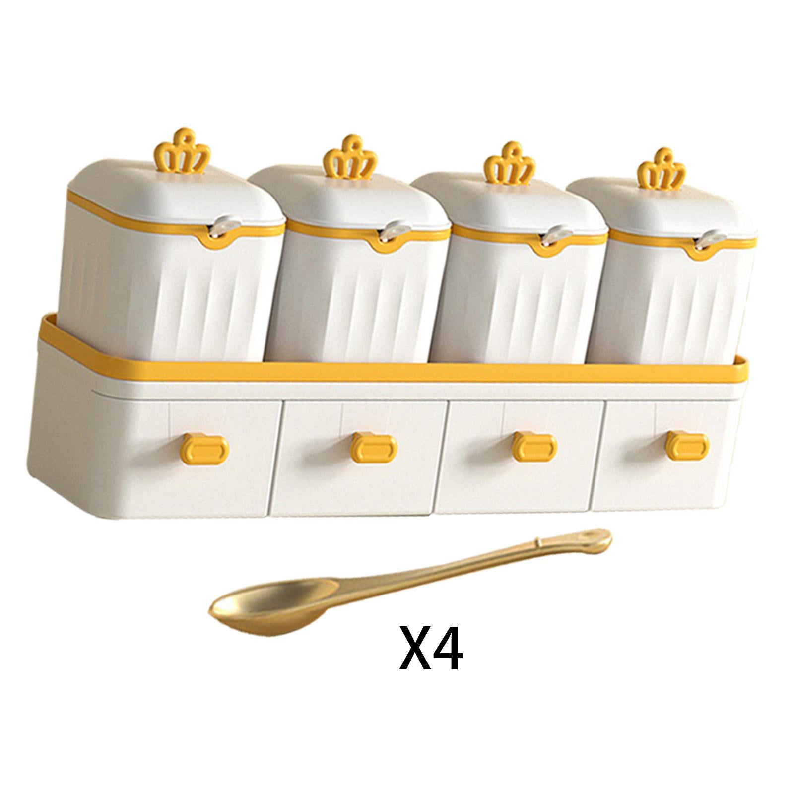 Double Layer Seasoning Box Set Seasoning Dispensers PP Material White