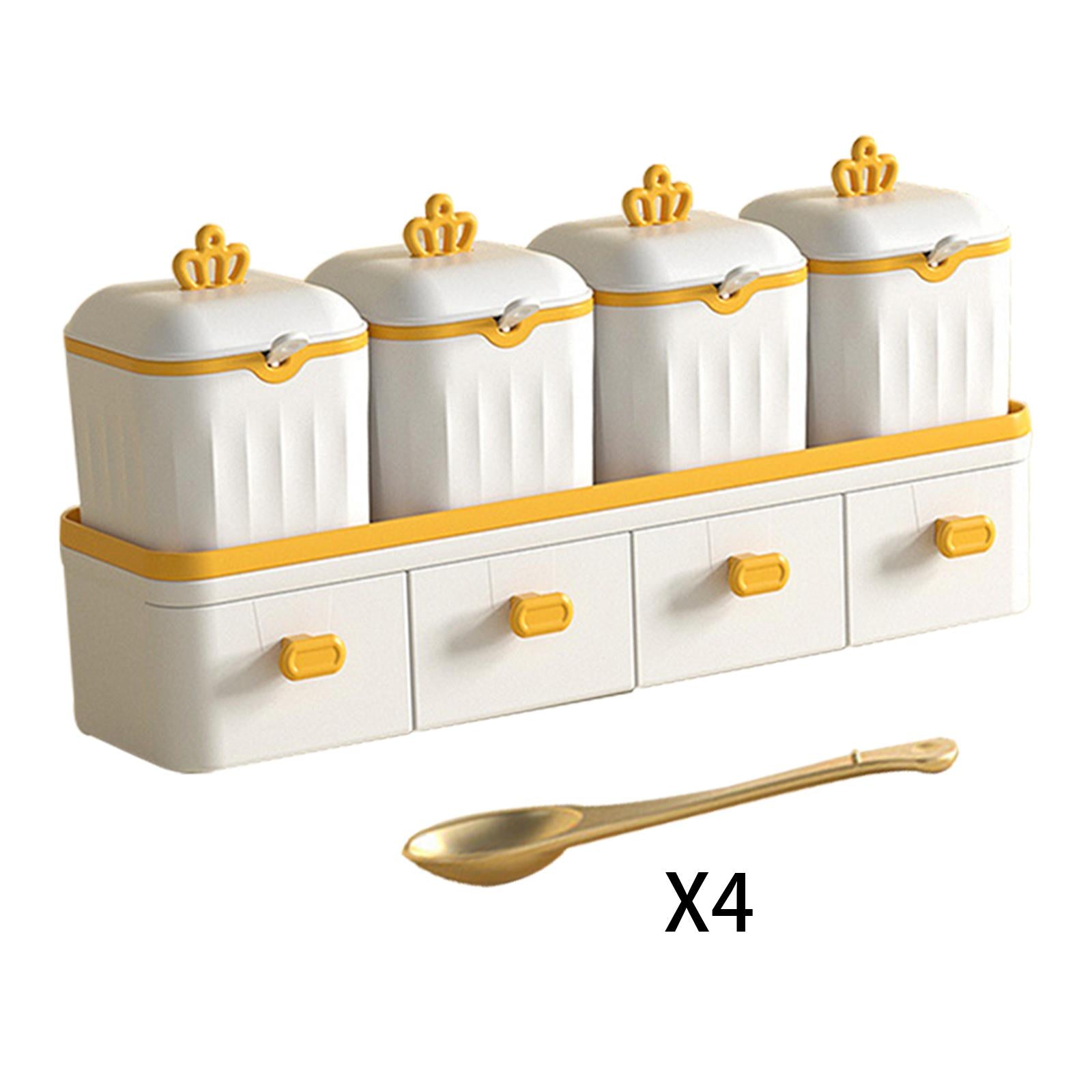 Double Layer Seasoning Box Set Seasoning Dispensers PP Material White