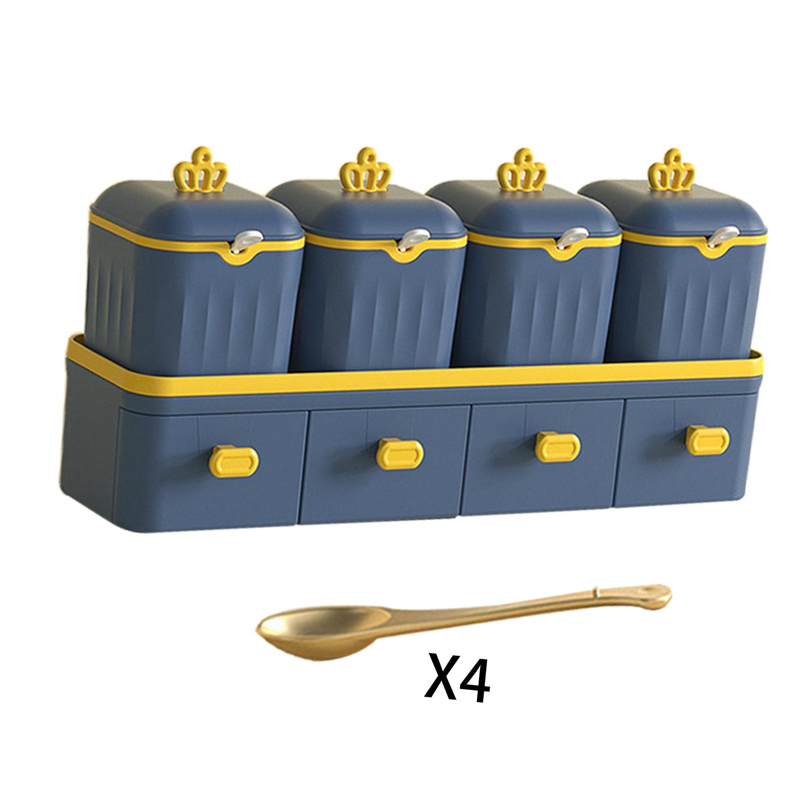 Double Layer Seasoning Box Set Seasoning Dispensers PP Material Blue