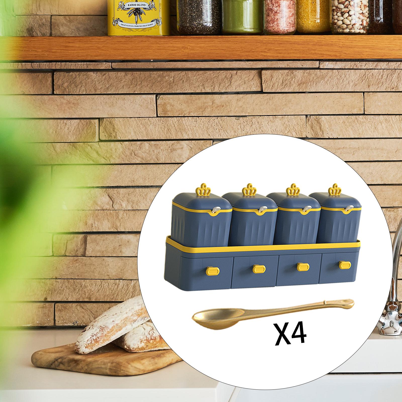 Double Layer Seasoning Box Set Seasoning Dispensers PP Material Blue