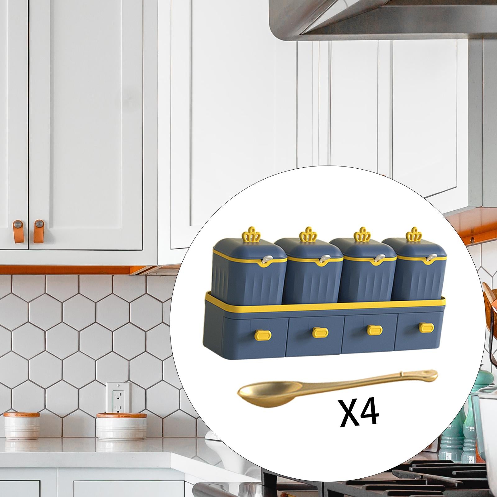 Double Layer Seasoning Box Set Seasoning Dispensers PP Material Blue