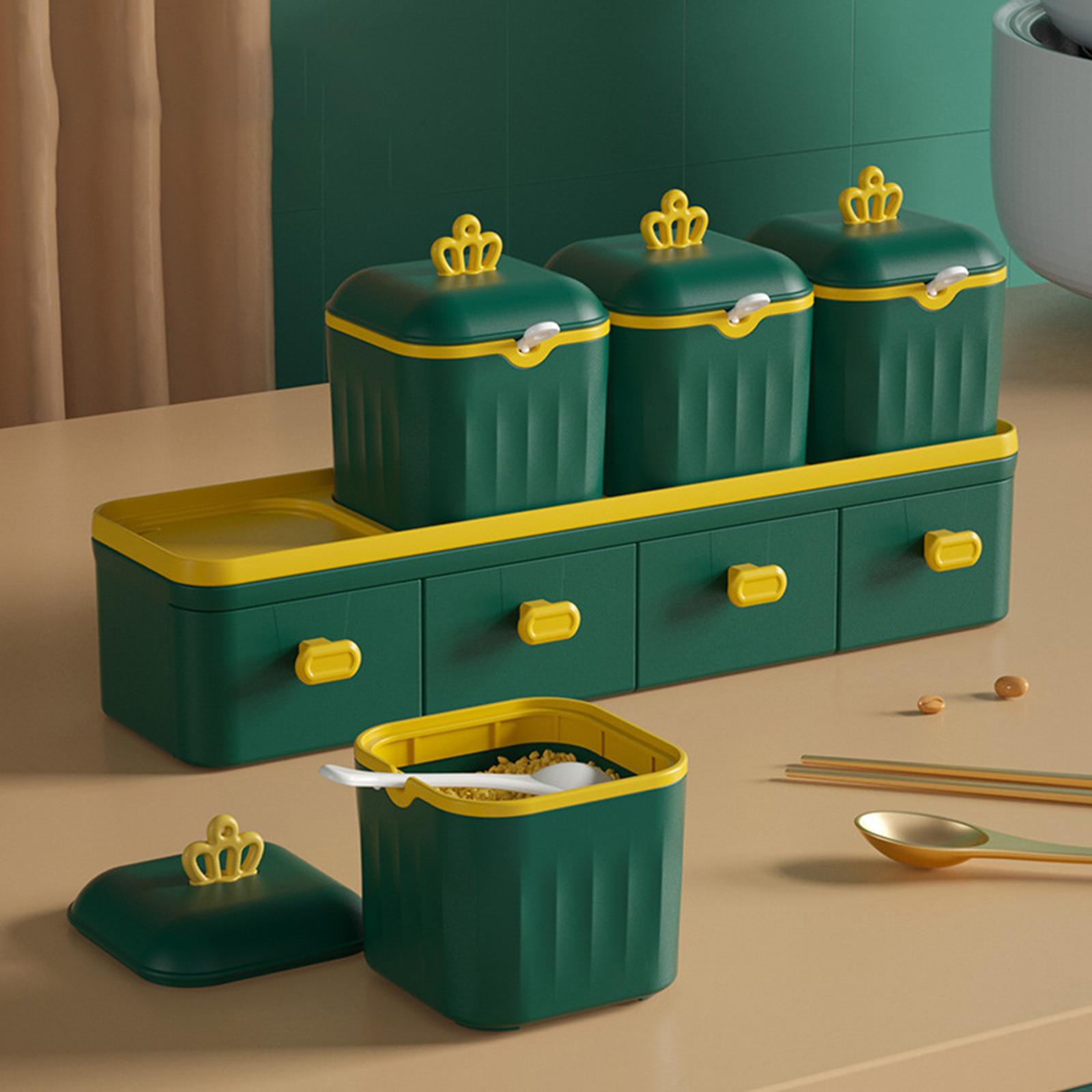Double Layer Seasoning Box Set Seasoning Dispensers PP Material Green